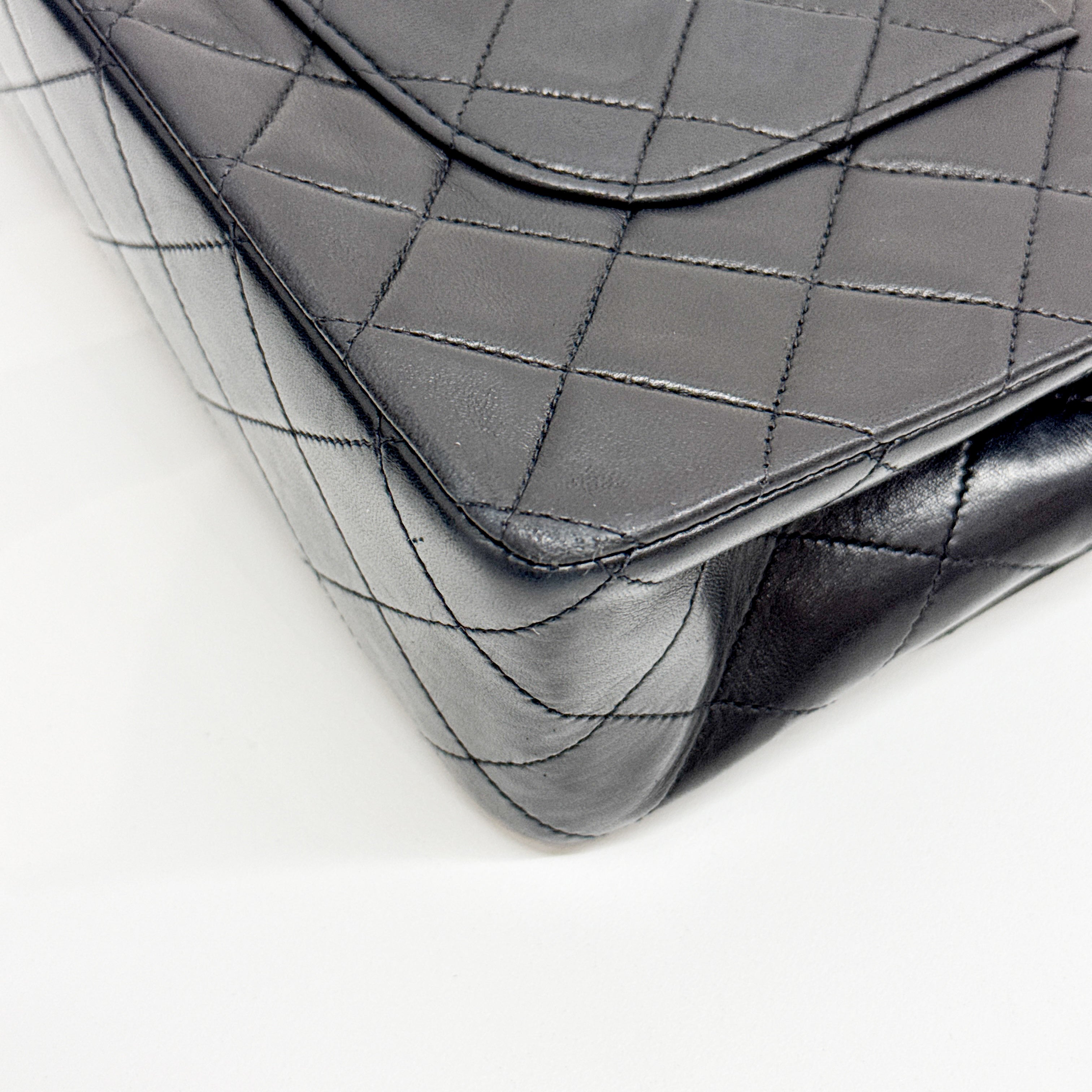 Timeless Double Flap Black Leather Shoulder Bag