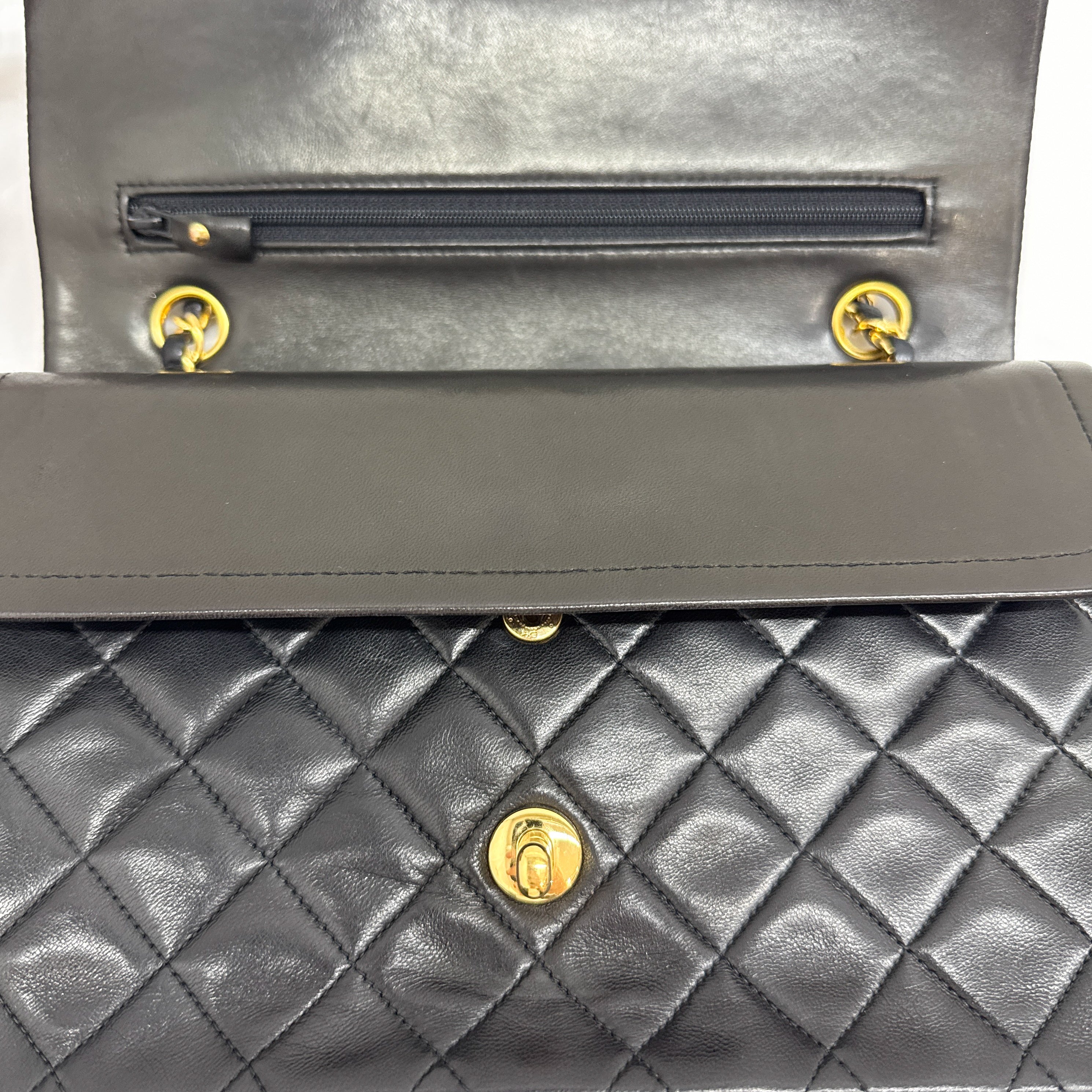 Timeless Double Flap Black Leather Shoulder Bag