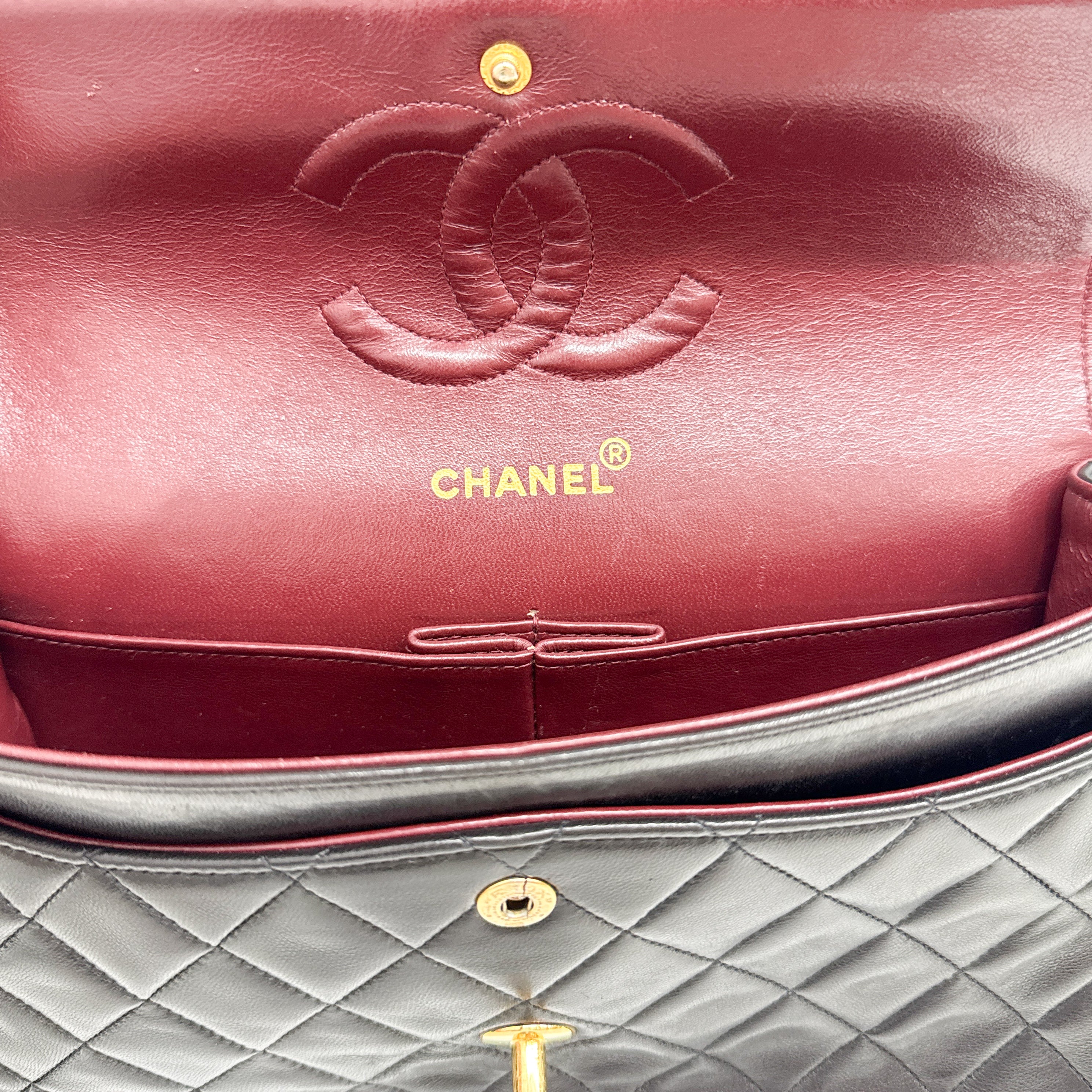 Timeless Double Flap Black Leather Shoulder Bag