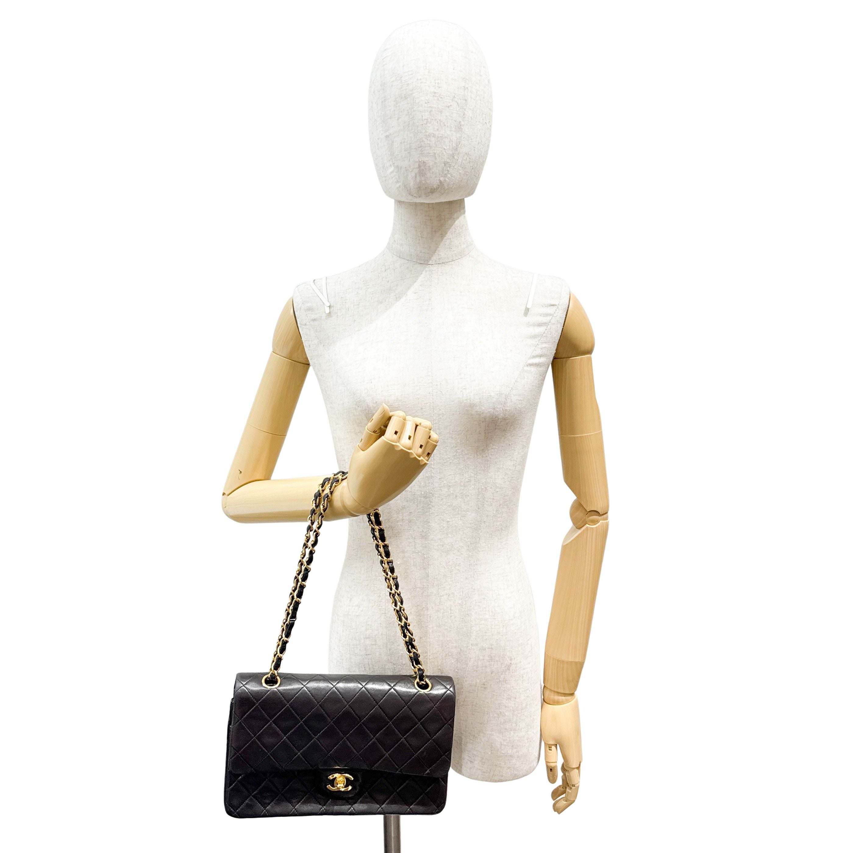 Timeless Double Flap Black Leather Shoulder Bag