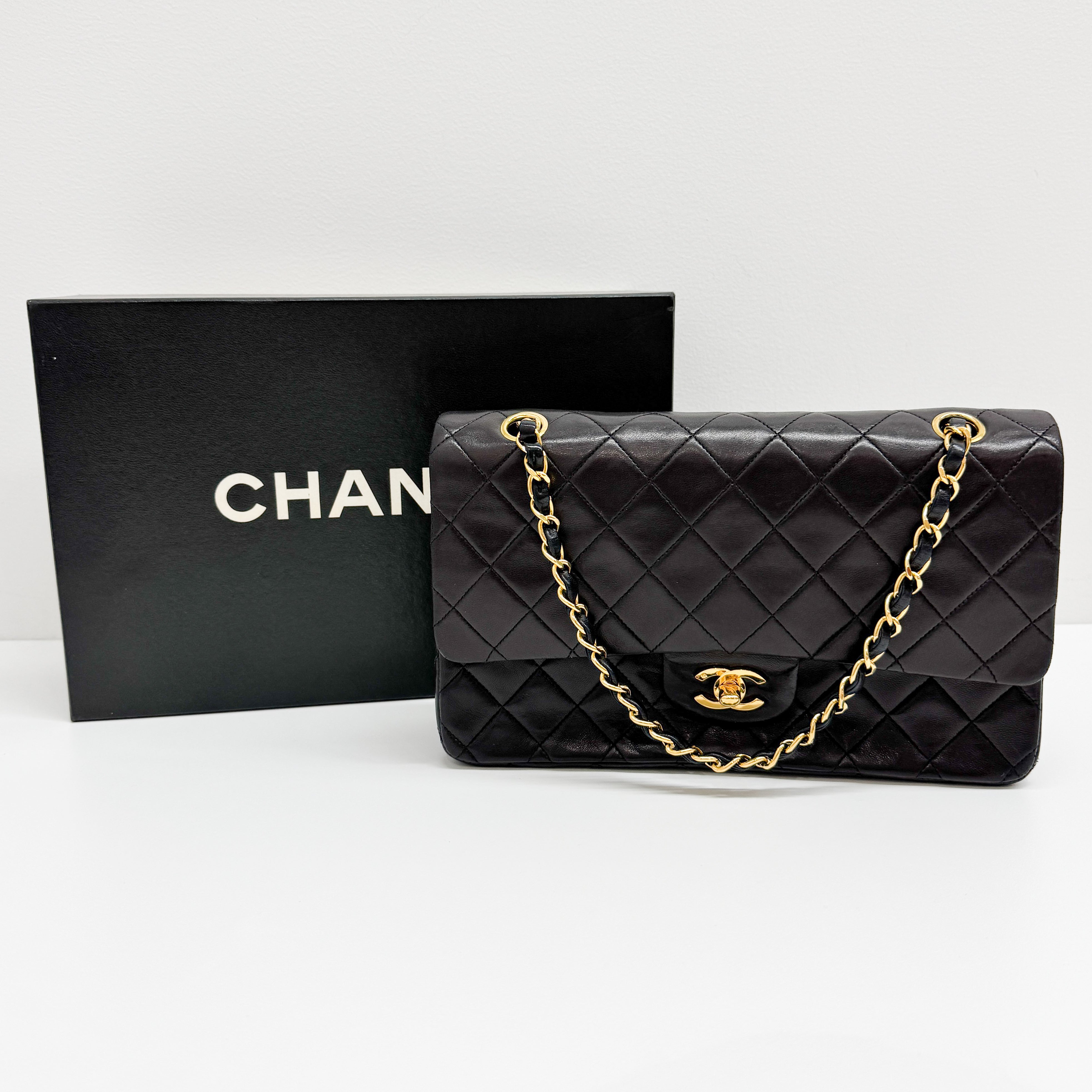 Timeless Double Flap Black Leather Shoulder Bag