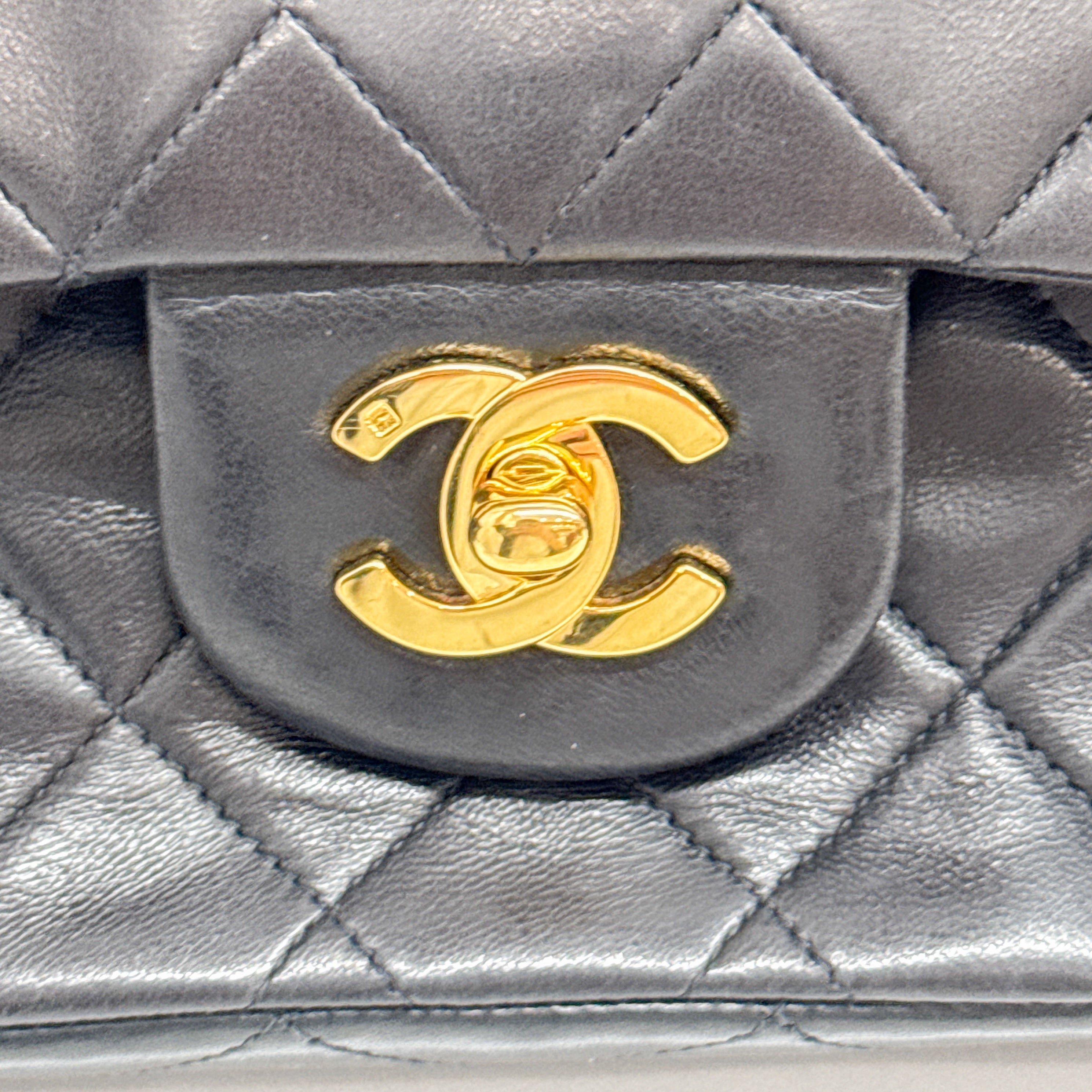 Timeless Double Flap Black Leather Shoulder Bag