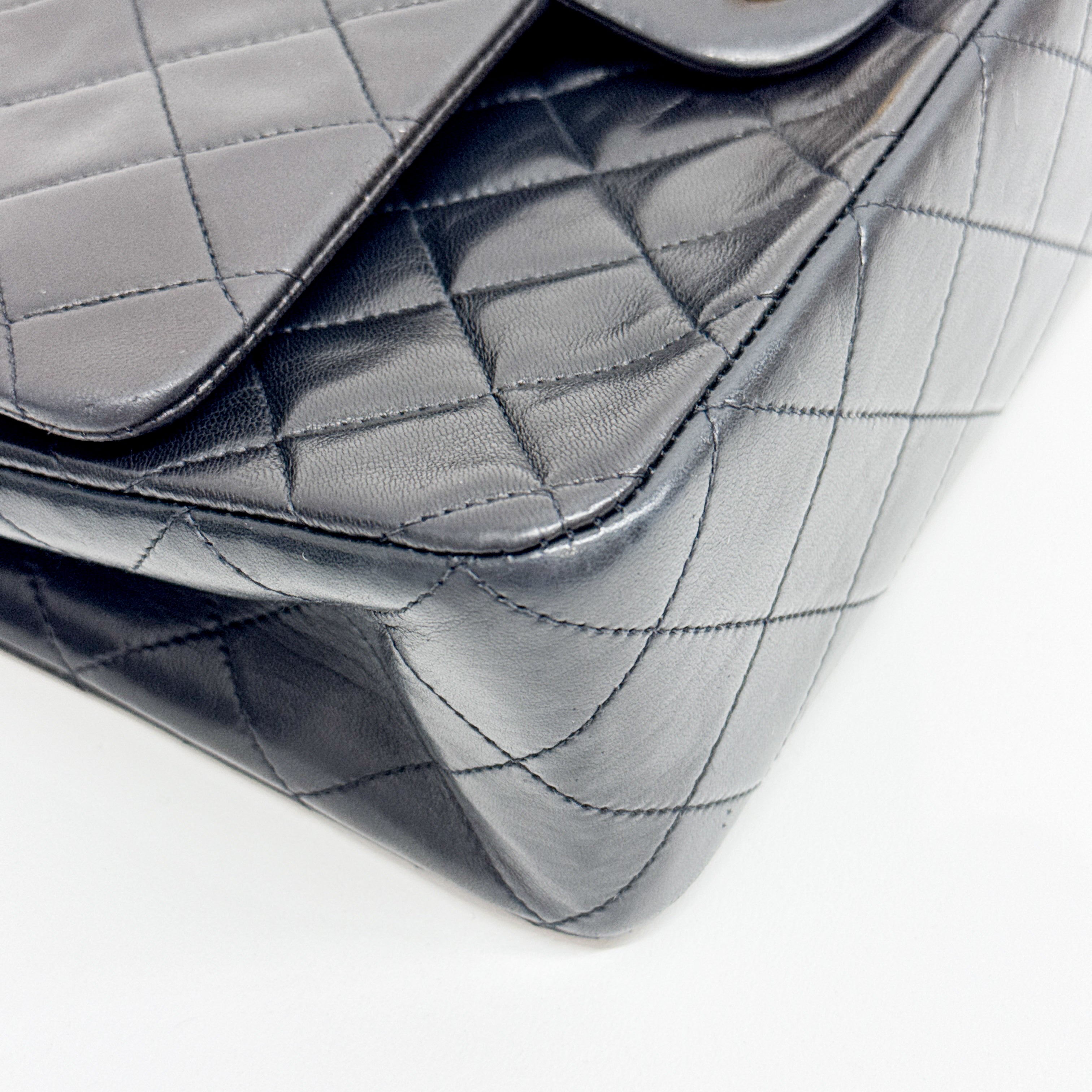 Timeless Double Flap Black Leather Shoulder Bag