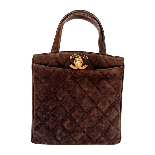 Matelassé Brown Suede Handbag