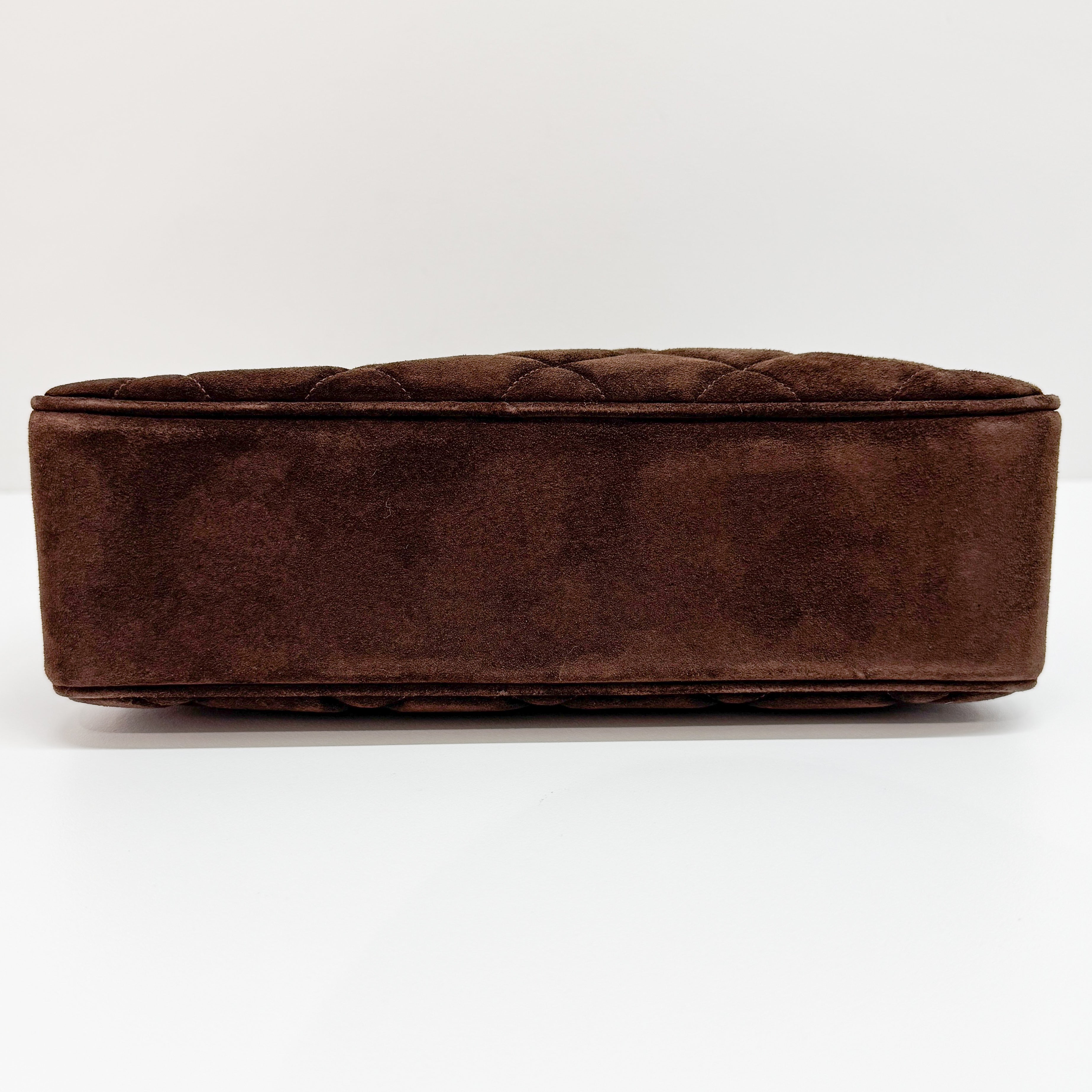 Matelassé Brown Suede Handbag
