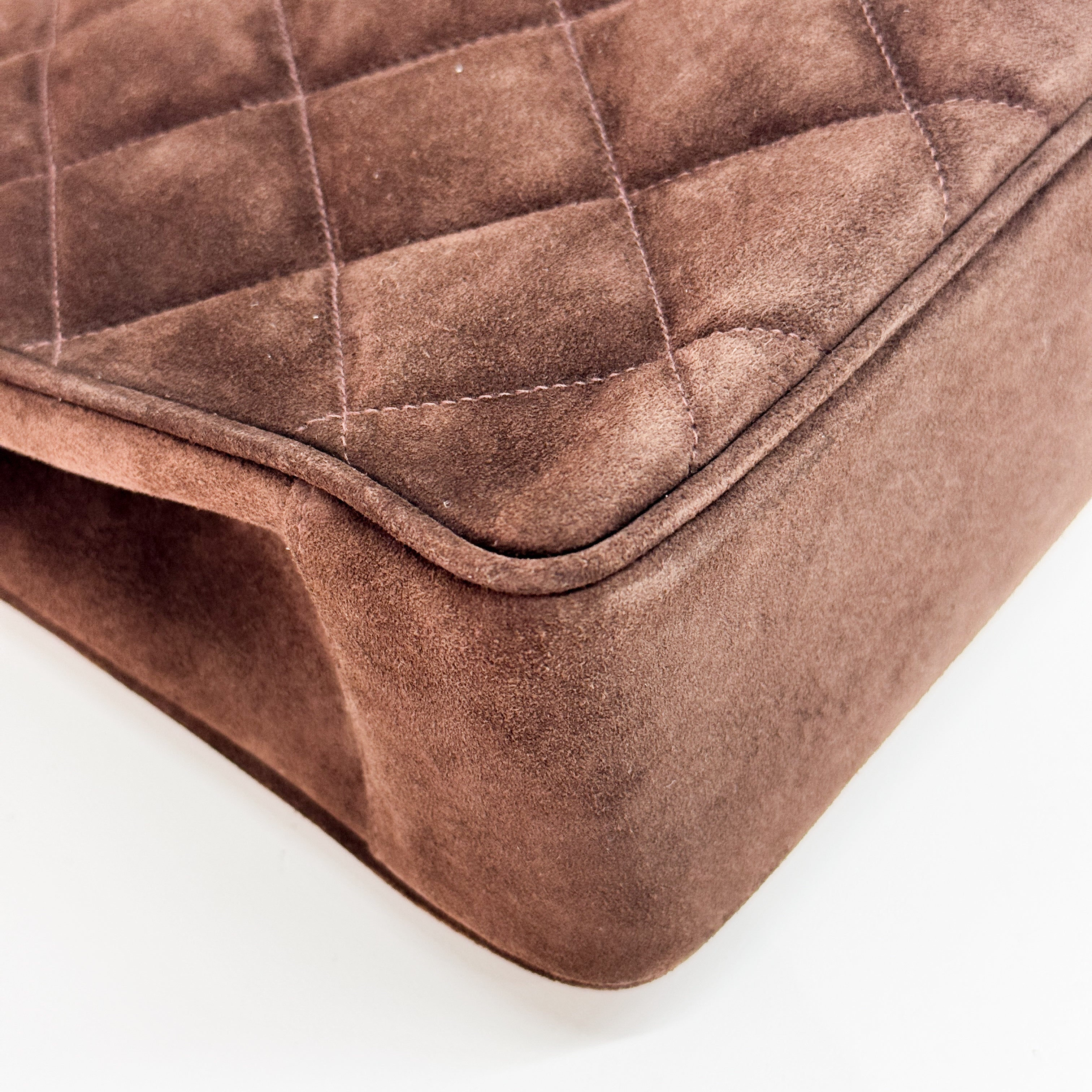 Matelassé Brown Suede Handbag