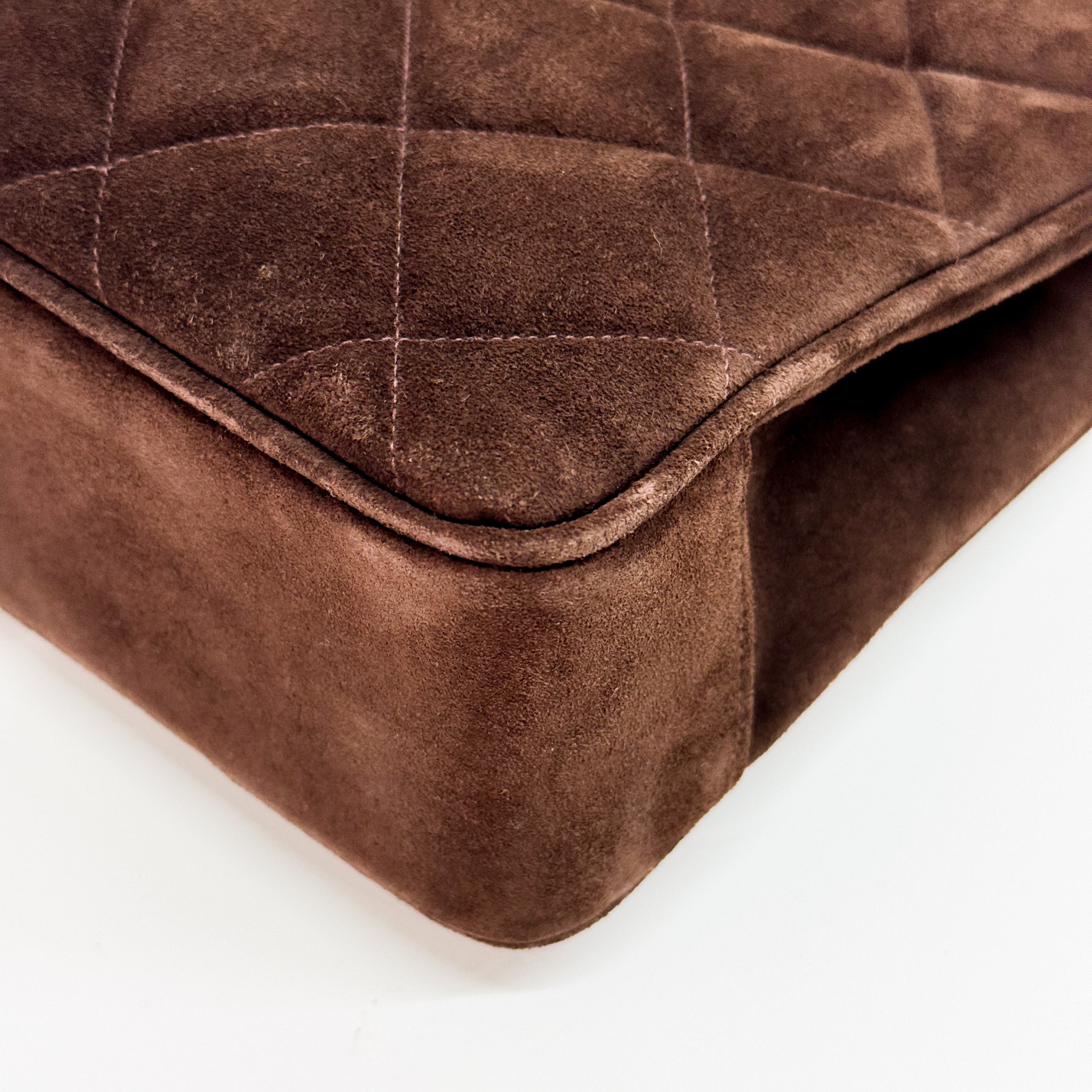 Matelassé Brown Suede Handbag