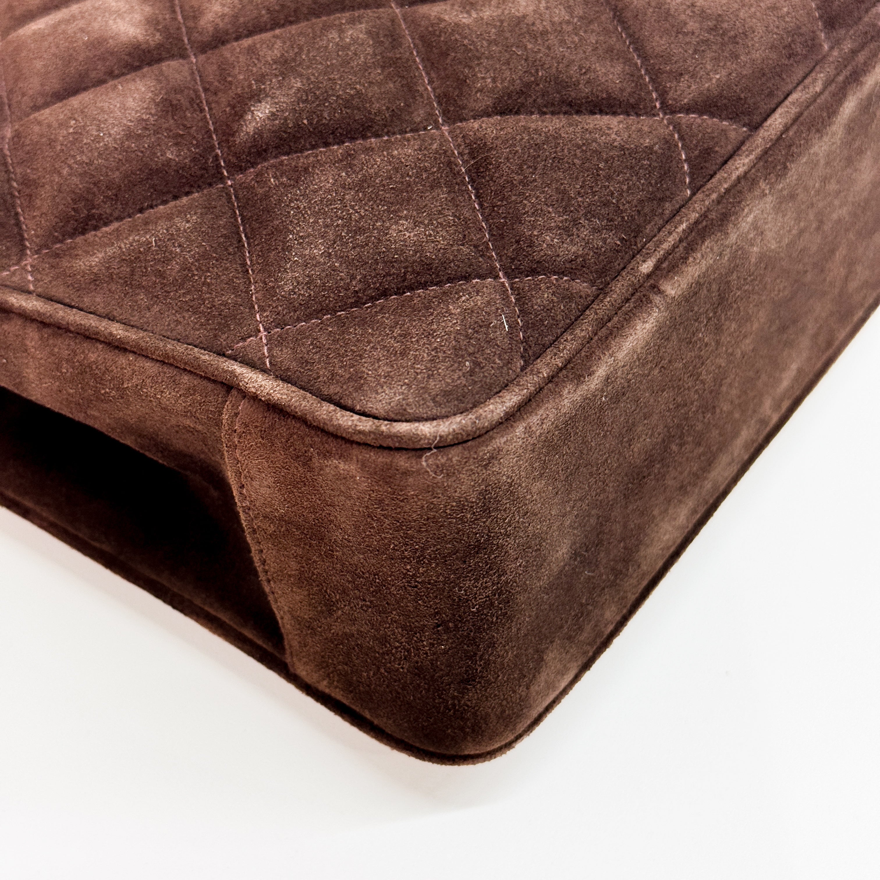 Matelassé Brown Suede Handbag