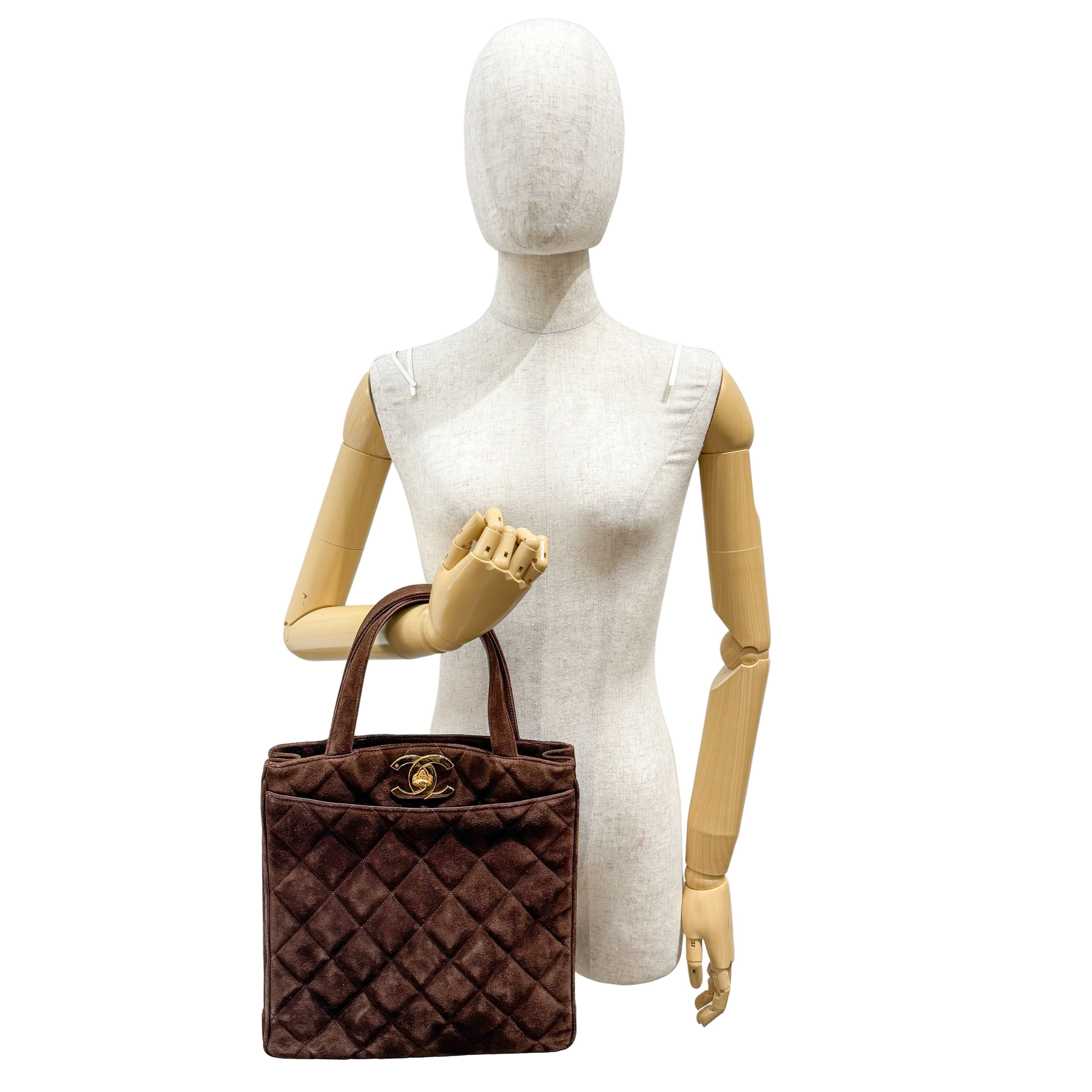 Matelassé Brown Suede Handbag