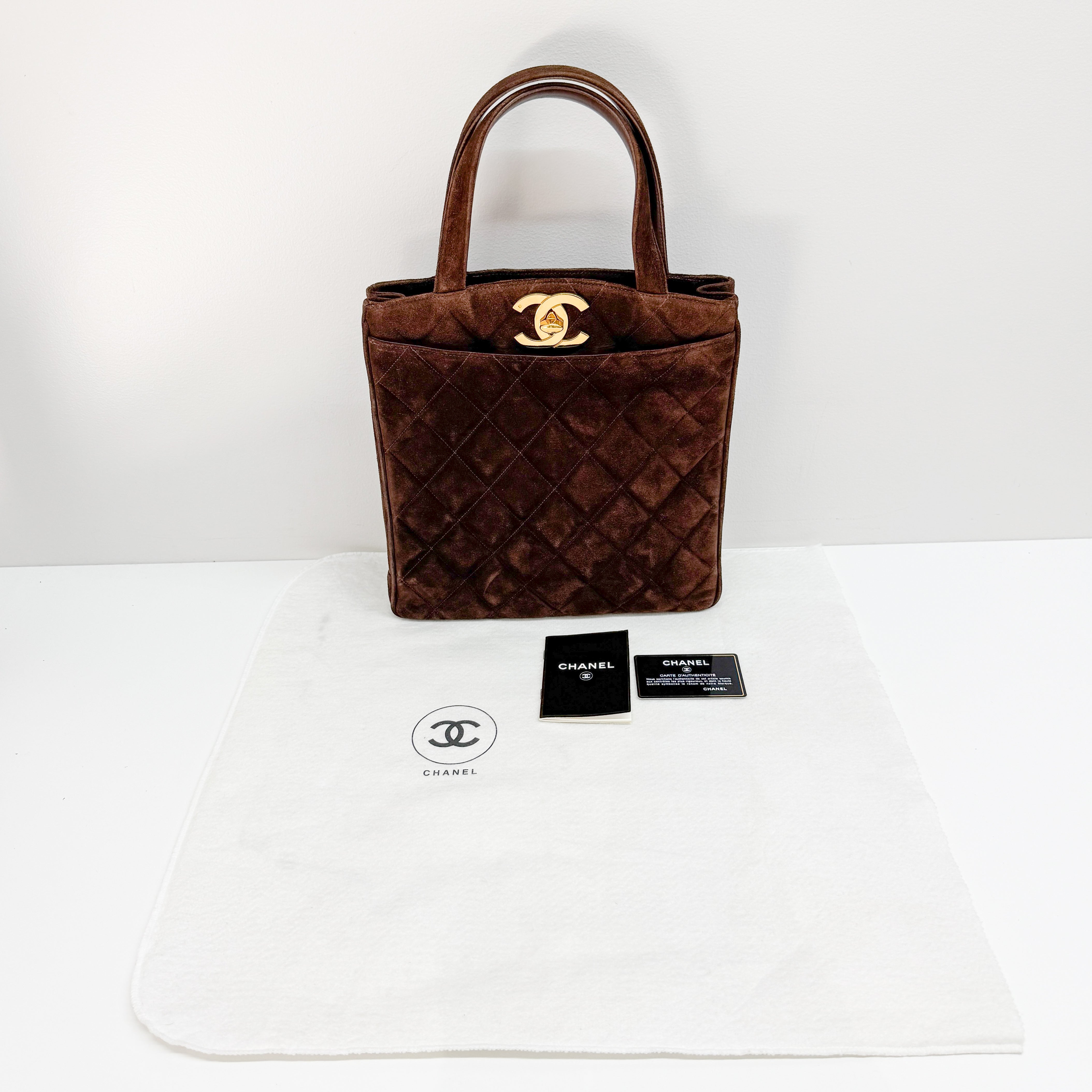 Matelassé Brown Suede Handbag