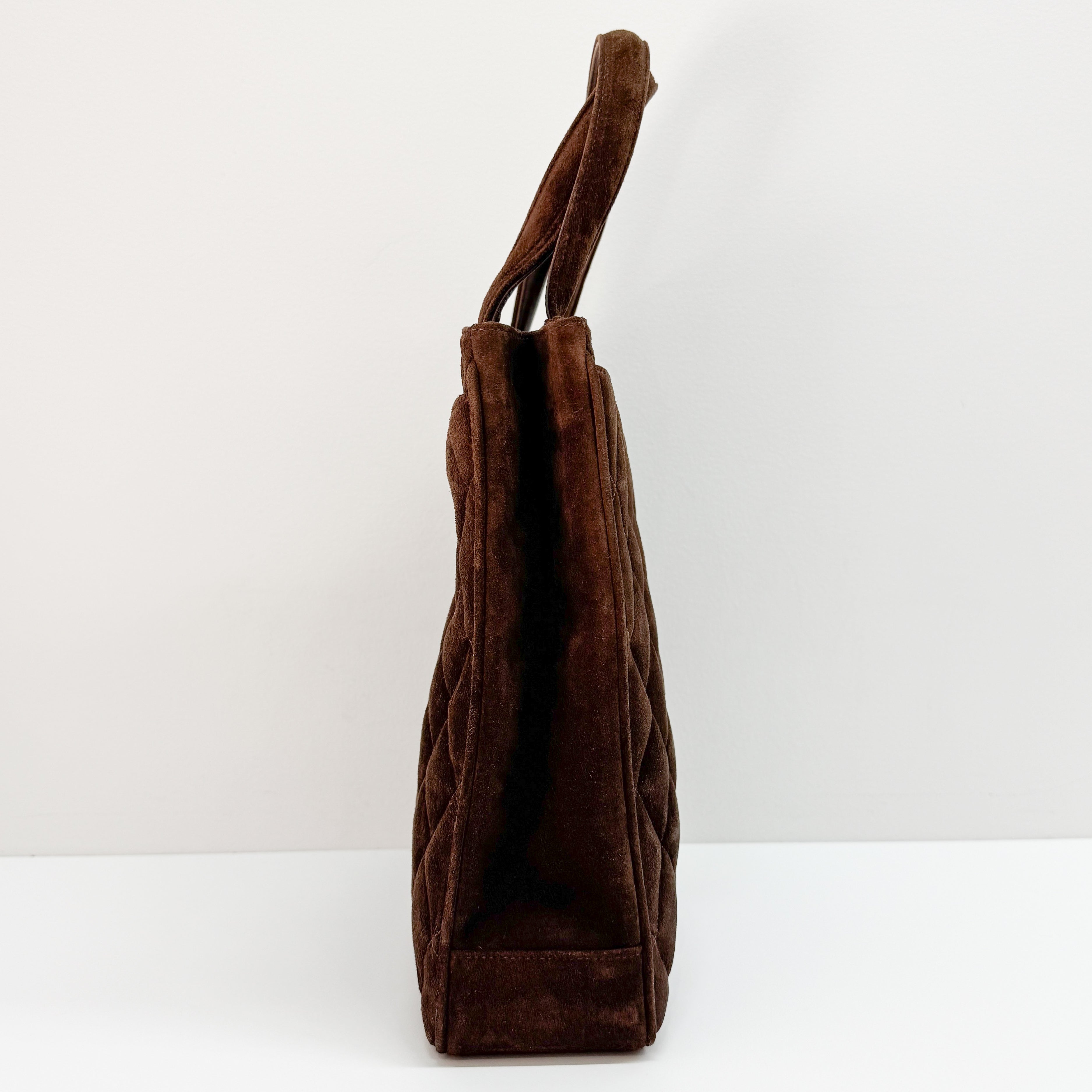 Matelassé Brown Suede Handbag