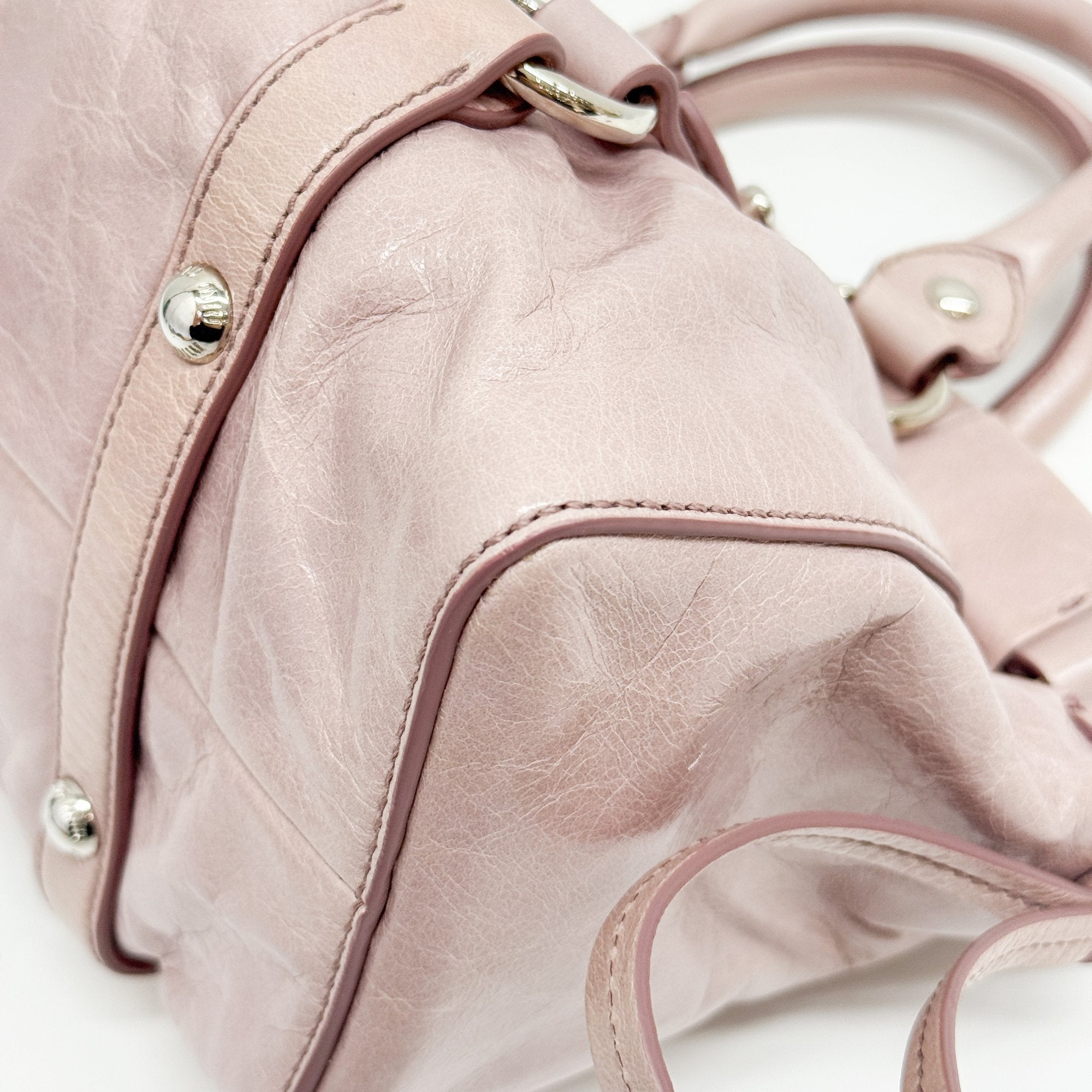Mini Vitello Pink Calfskin Two Way Bag