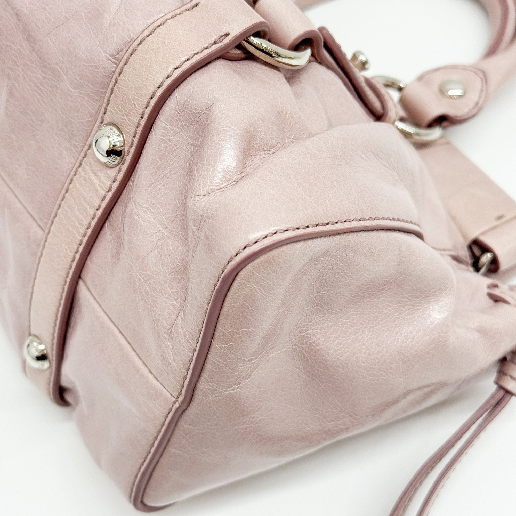 Mini Vitello Pink Calfskin Two Way Bag