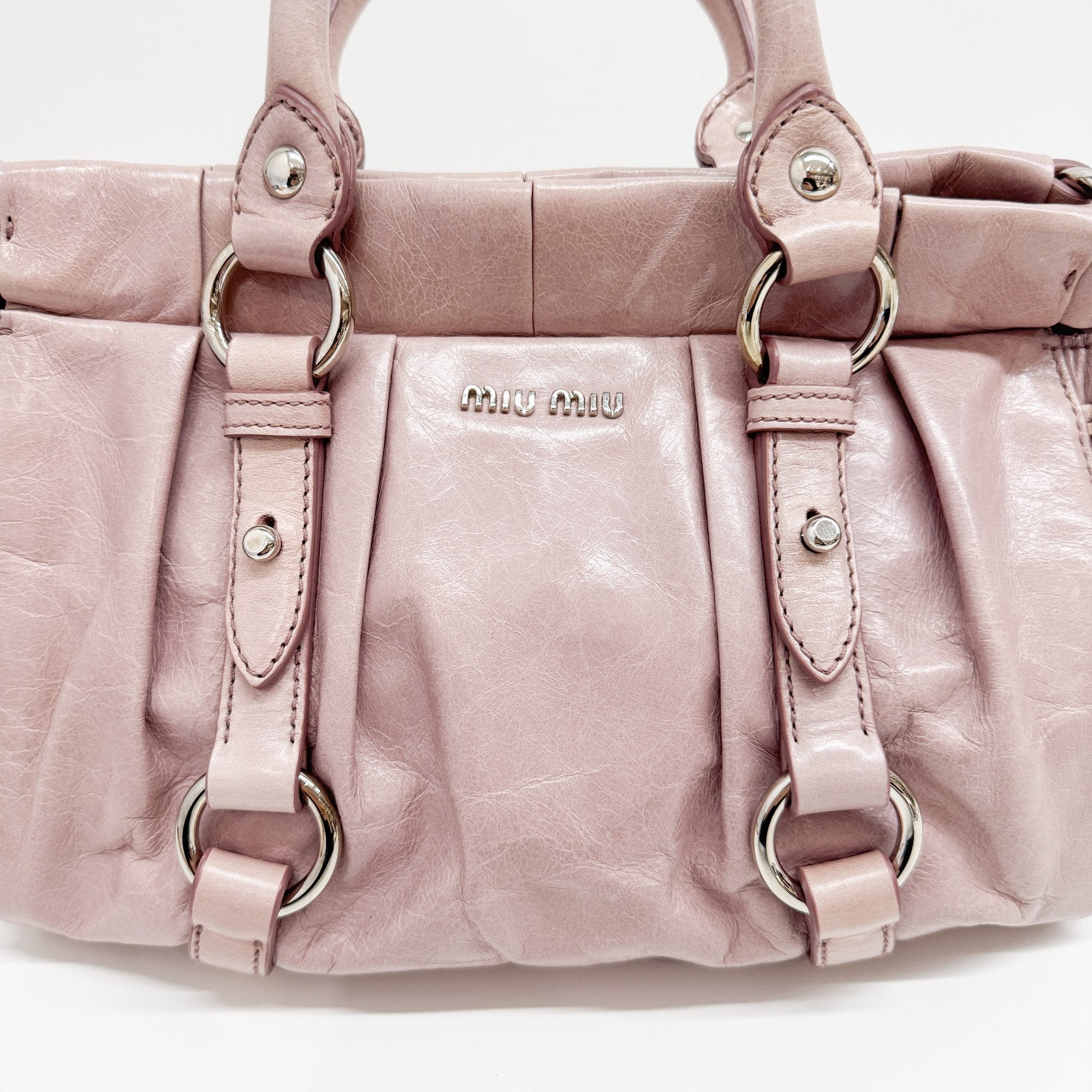 Mini Vitello Pink Calfskin Two Way Bag