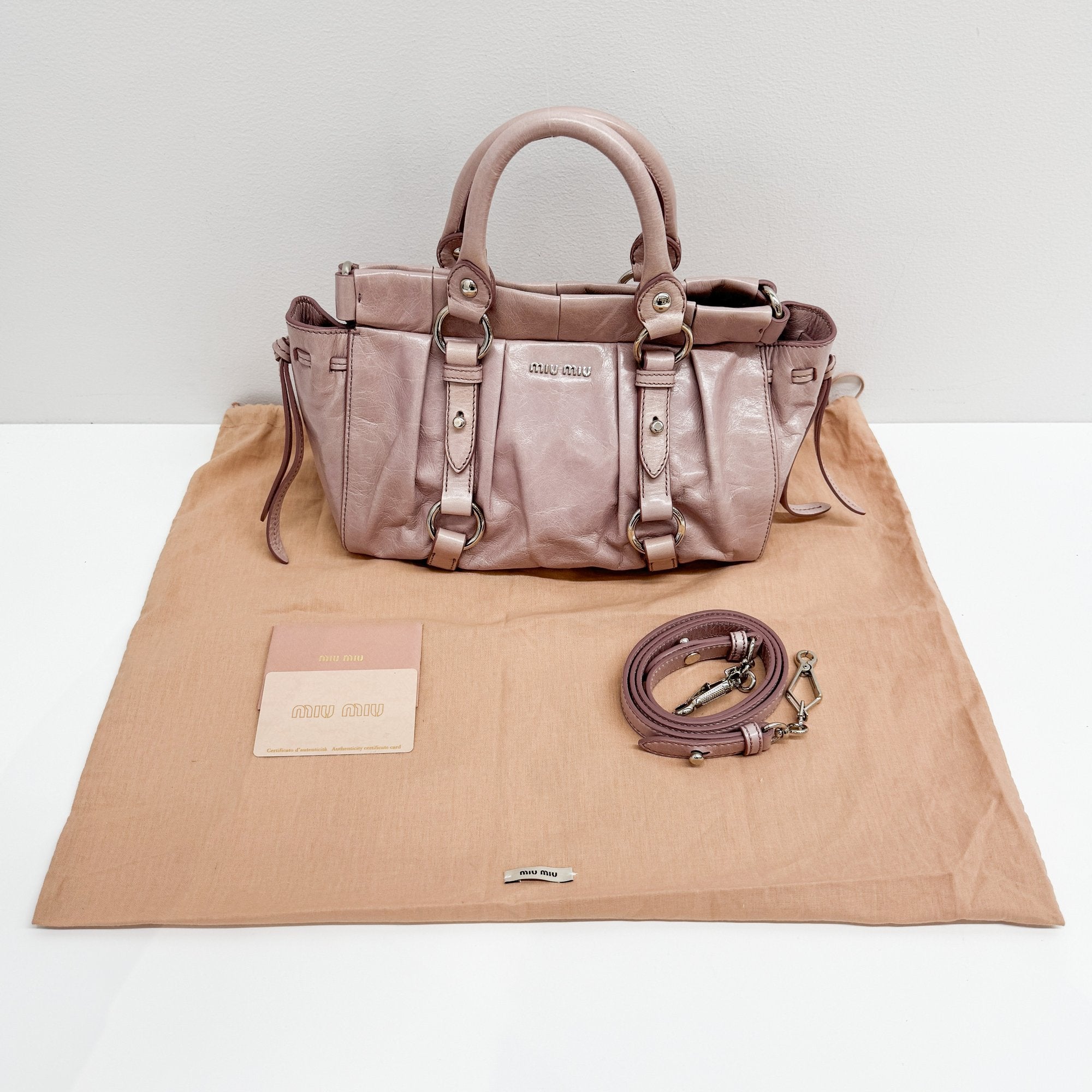 Mini Vitello Pink Calfskin Two Way Bag
