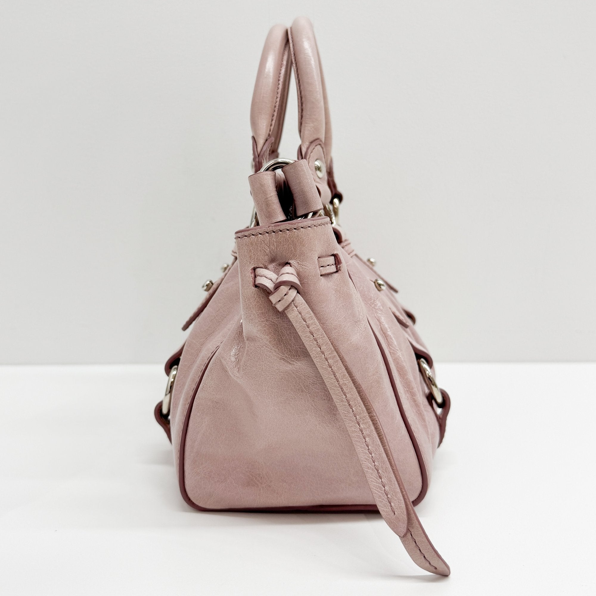 Mini Vitello Pink Calfskin Two Way Bag