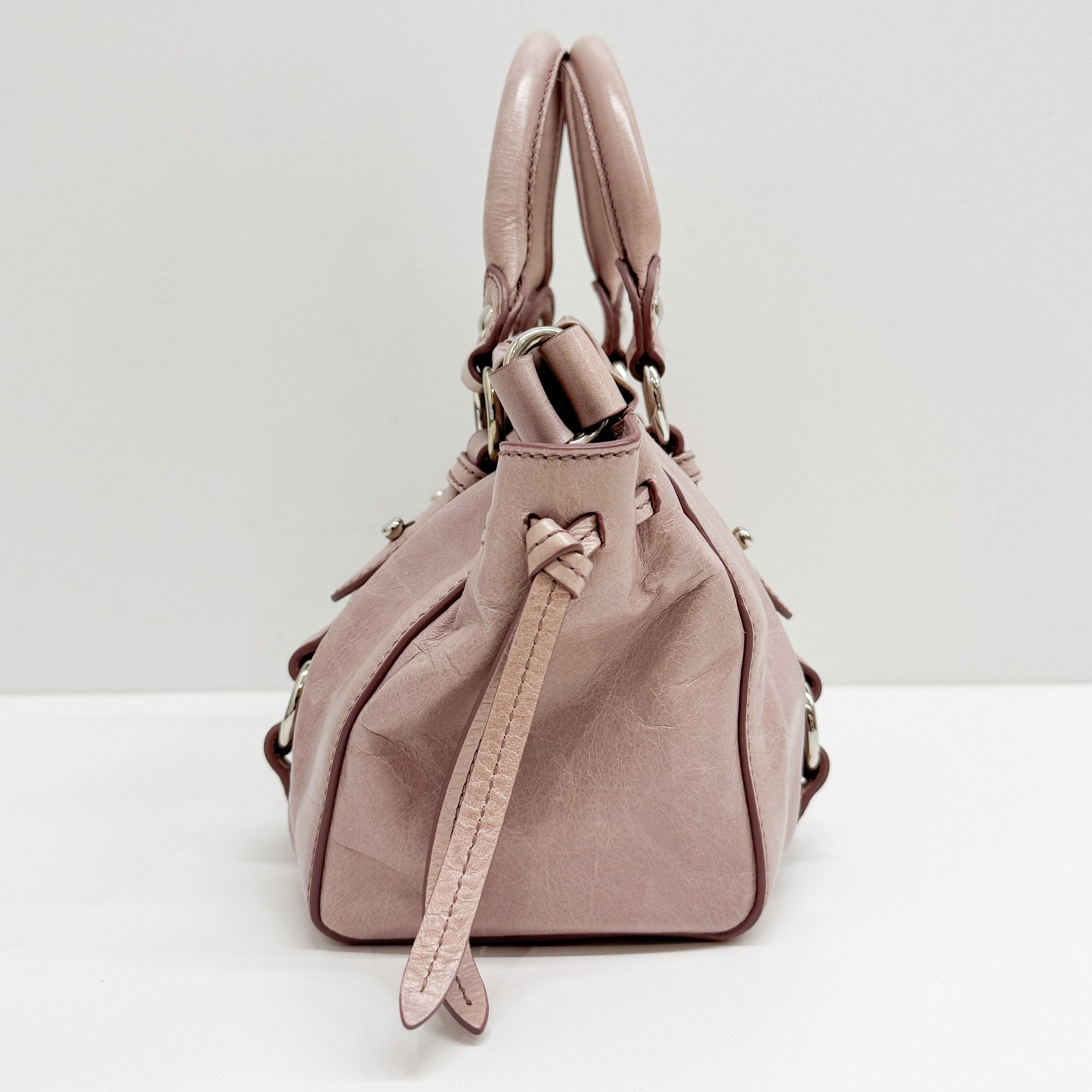 Mini Vitello Pink Calfskin Two Way Bag