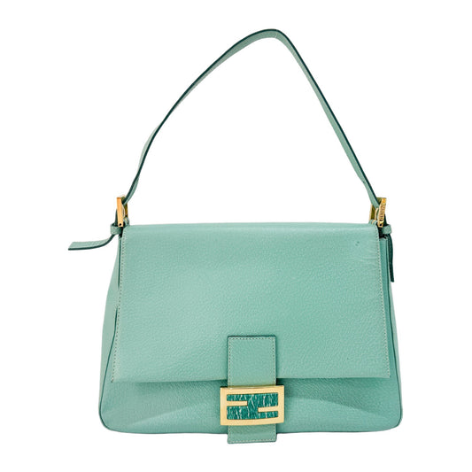 Mamma Baguette Green Leather Shoulder Bag