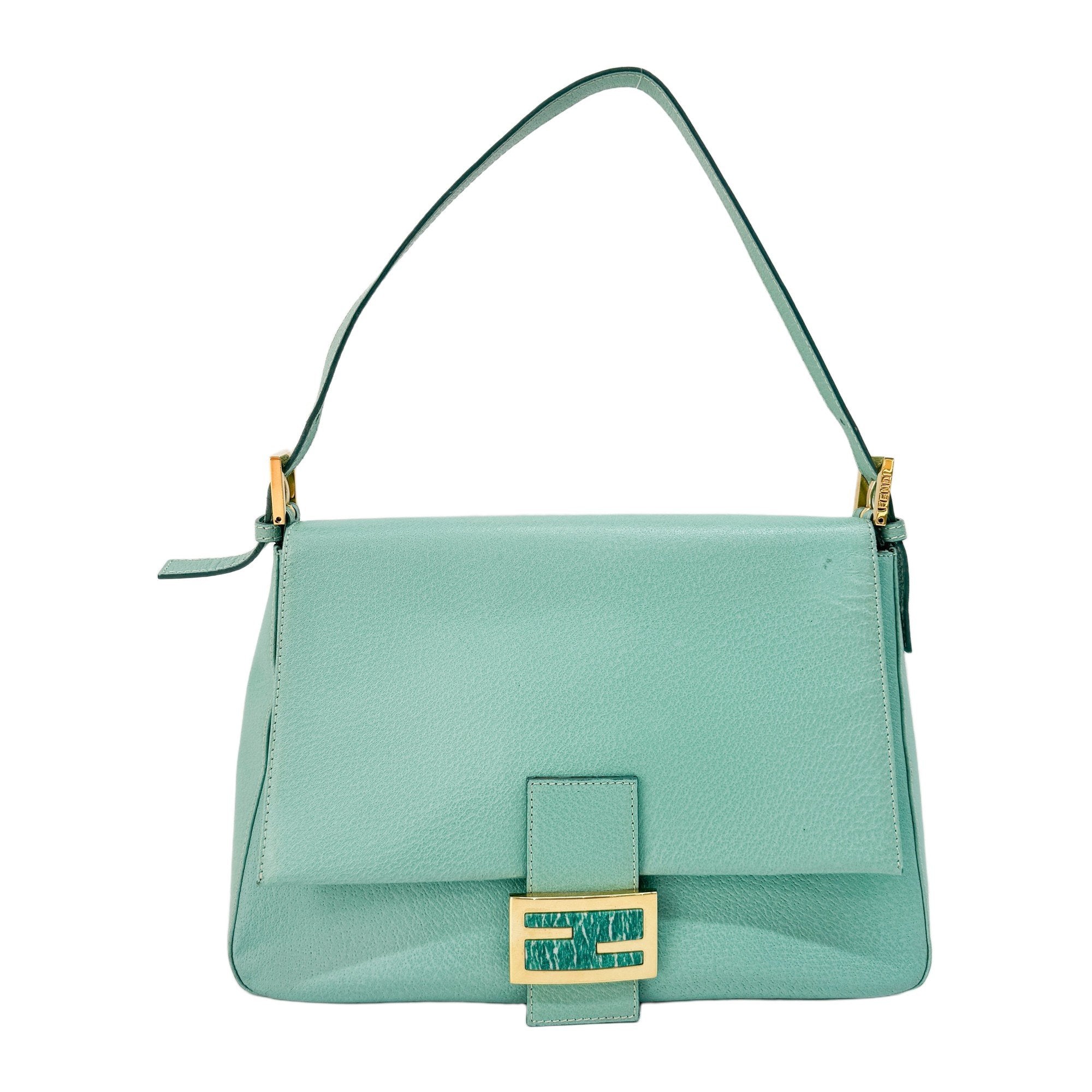 Mamma Baguette Green Leather Shoulder Bag