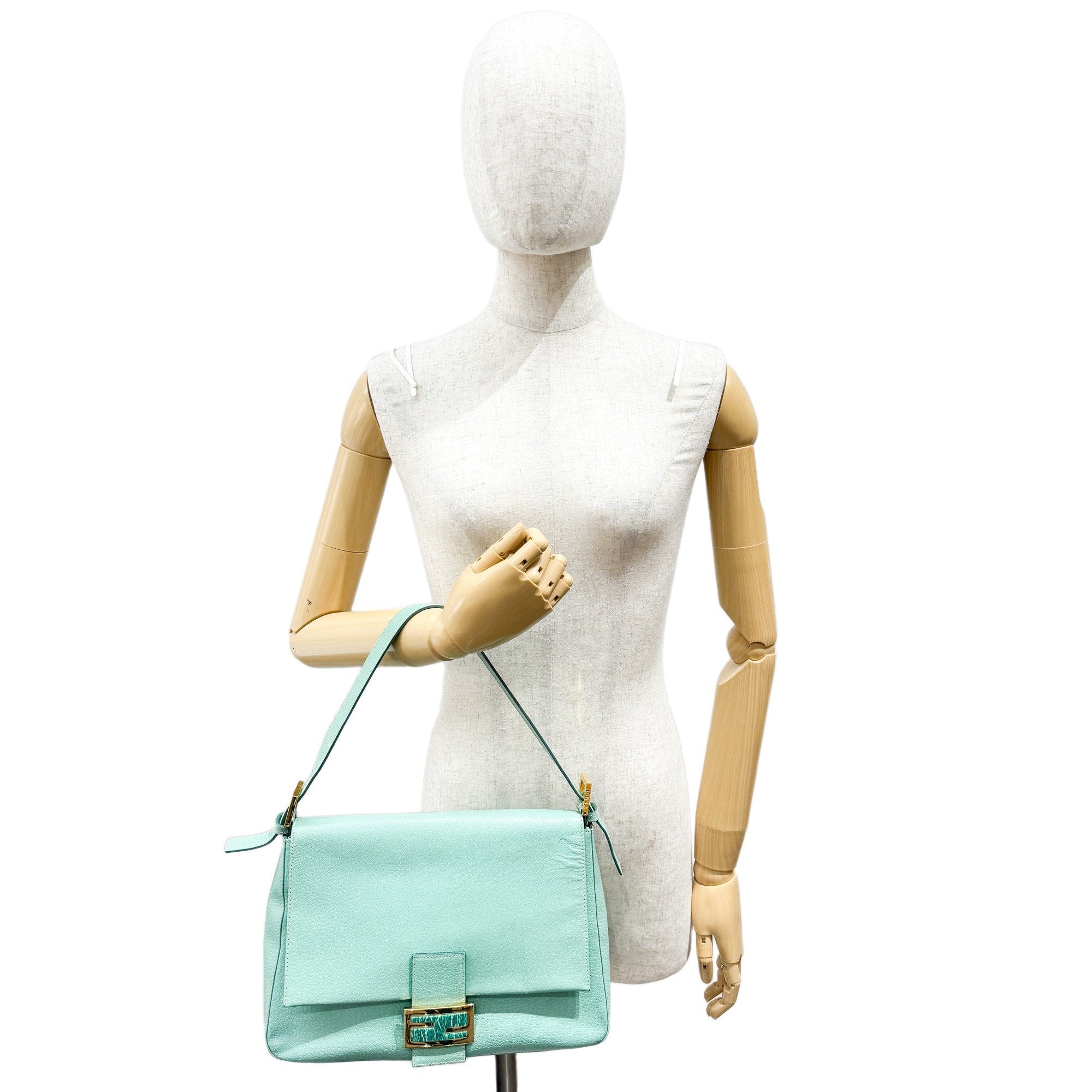 Mamma Baguette Green Leather Shoulder Bag