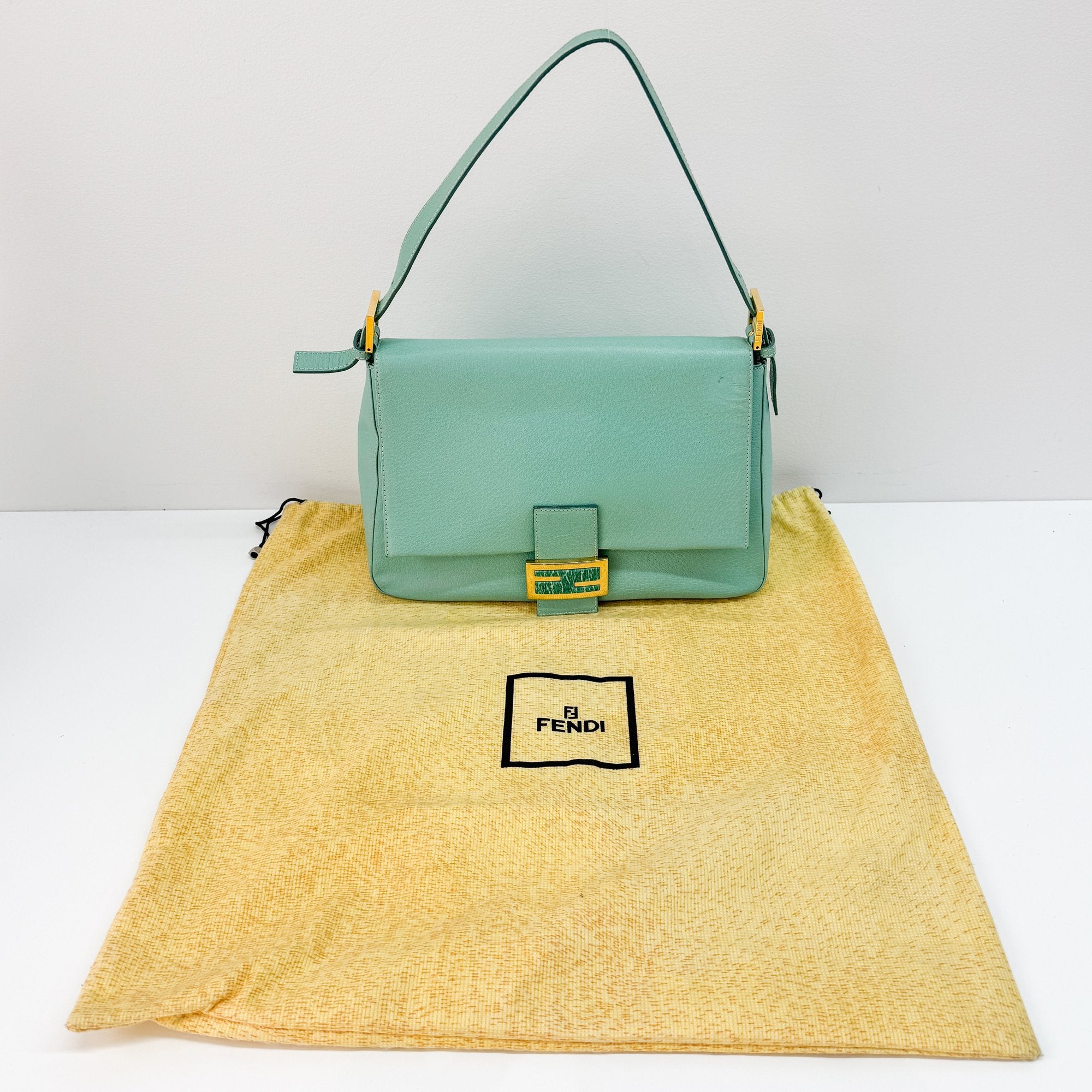 Mamma Baguette Green Leather Shoulder Bag