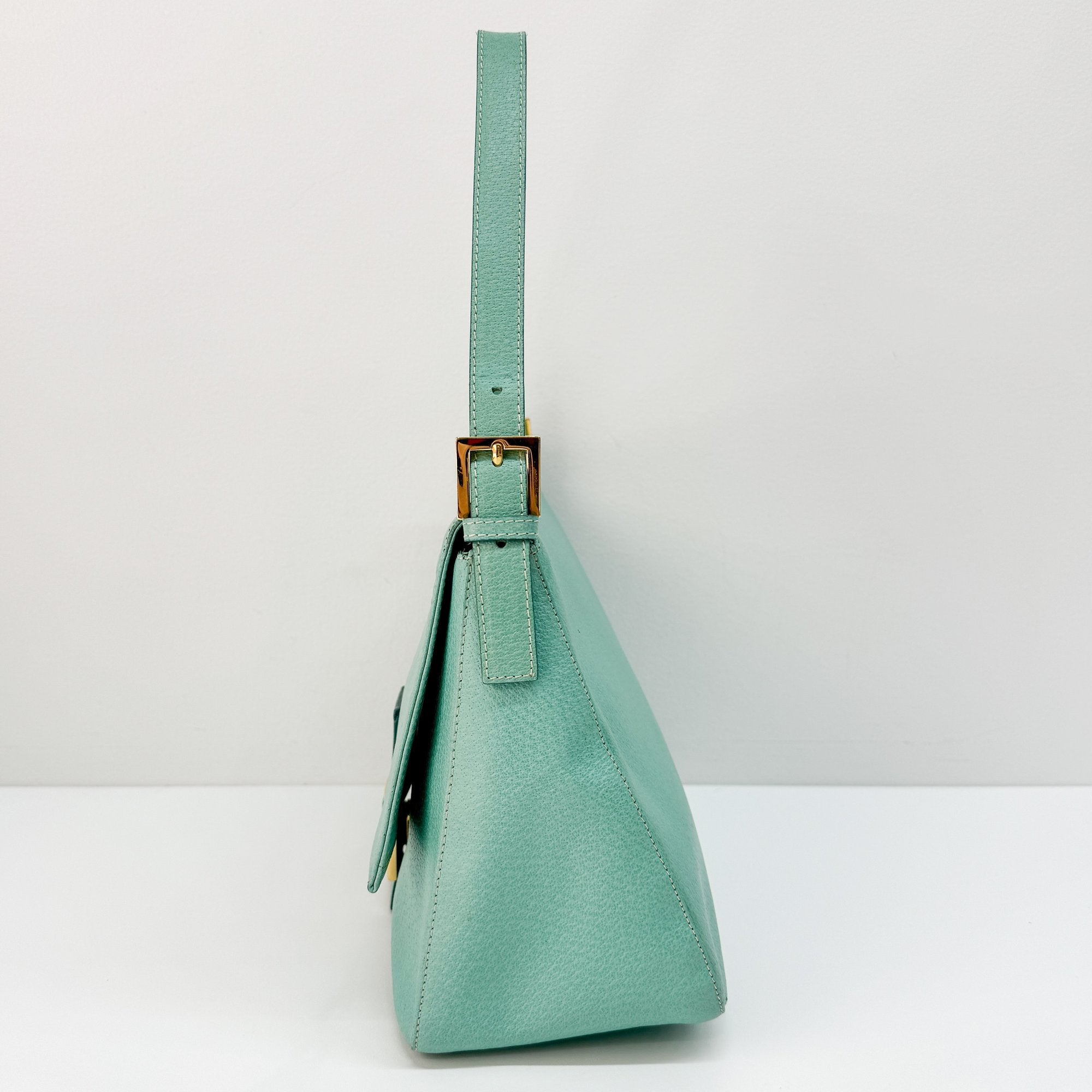Mamma Baguette Green Leather Shoulder Bag