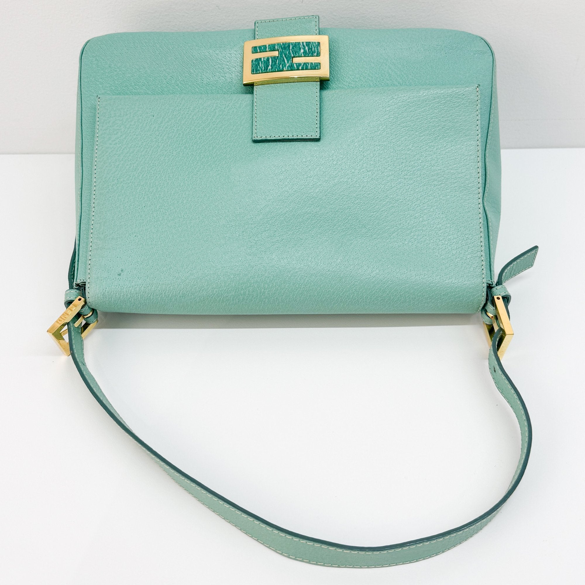 Mamma Baguette Green Leather Shoulder Bag
