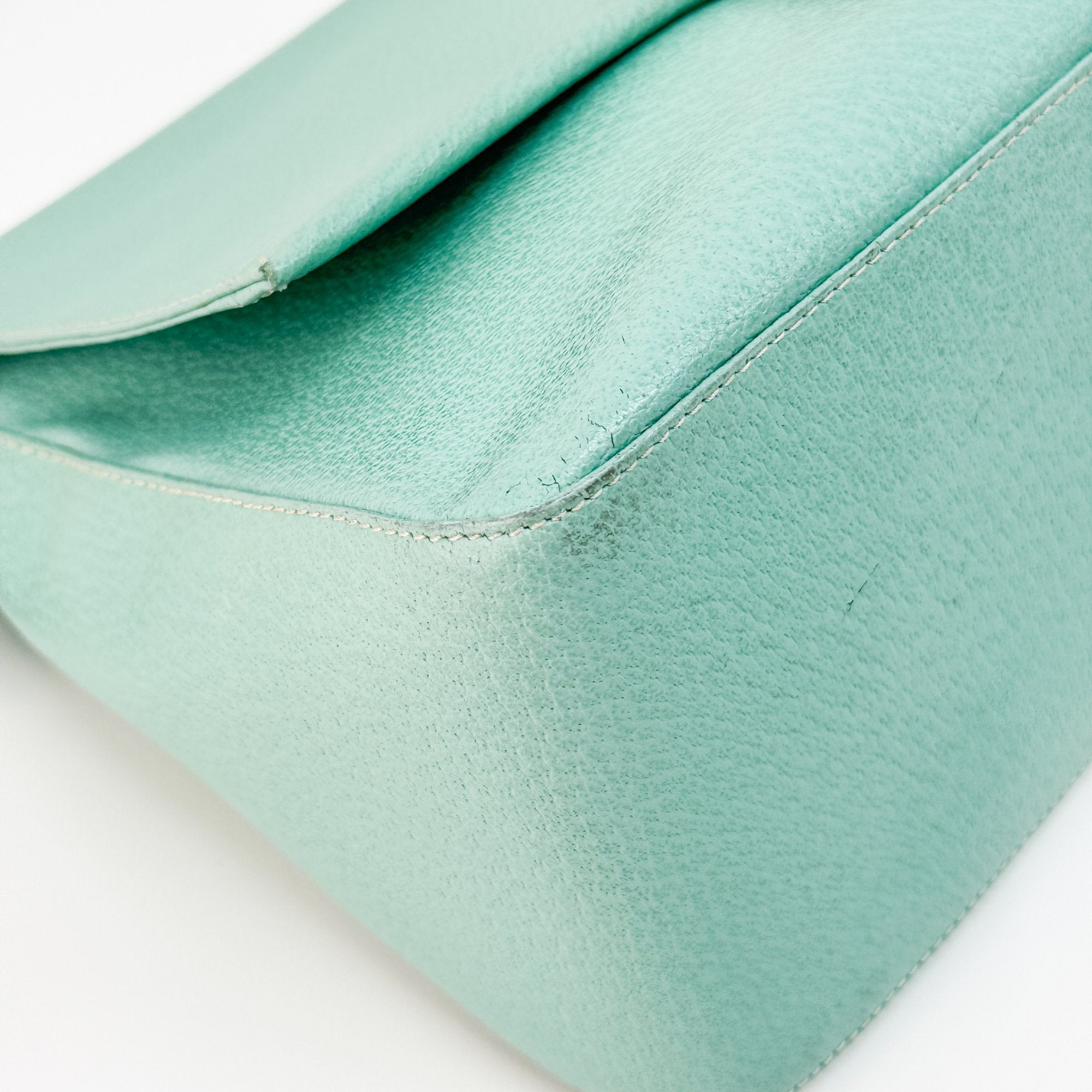 Mamma Baguette Green Leather Shoulder Bag