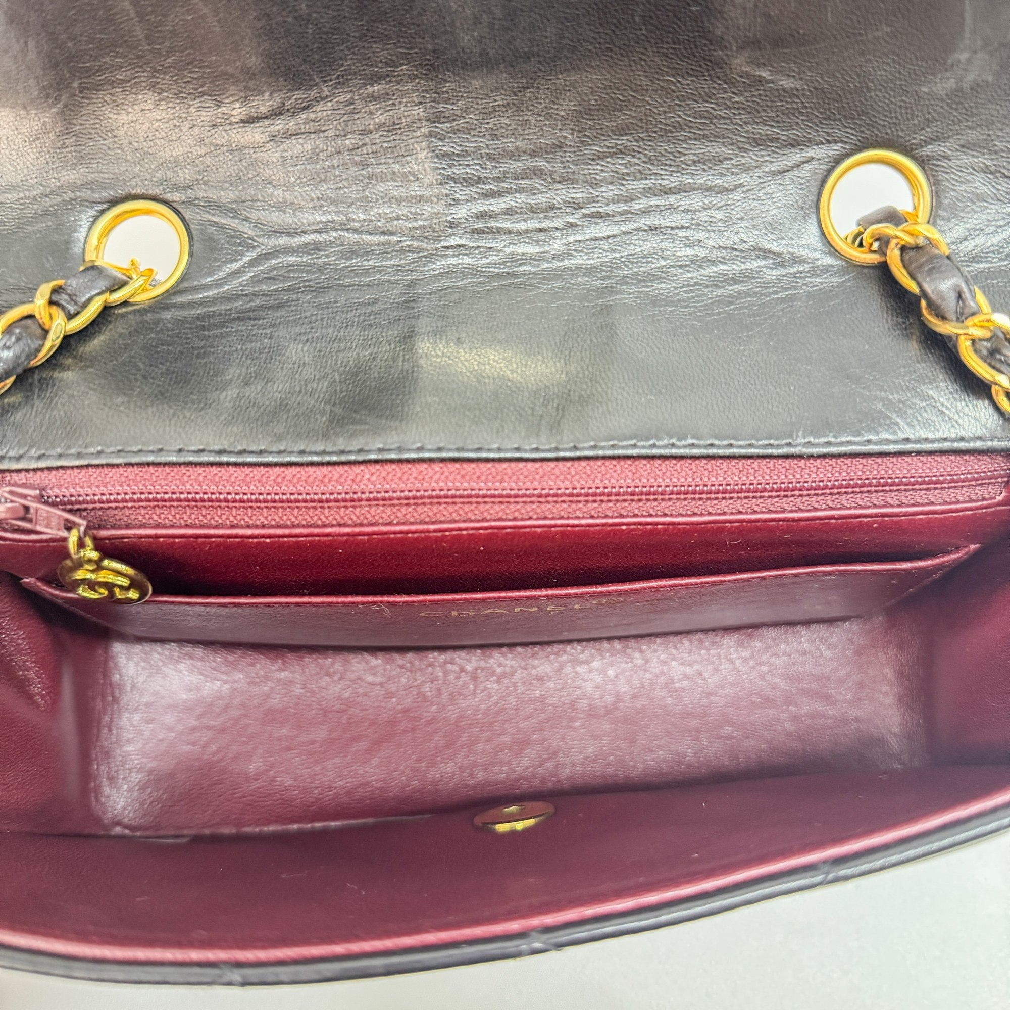 Diana Black Lambskin Leather Shoulder Bag