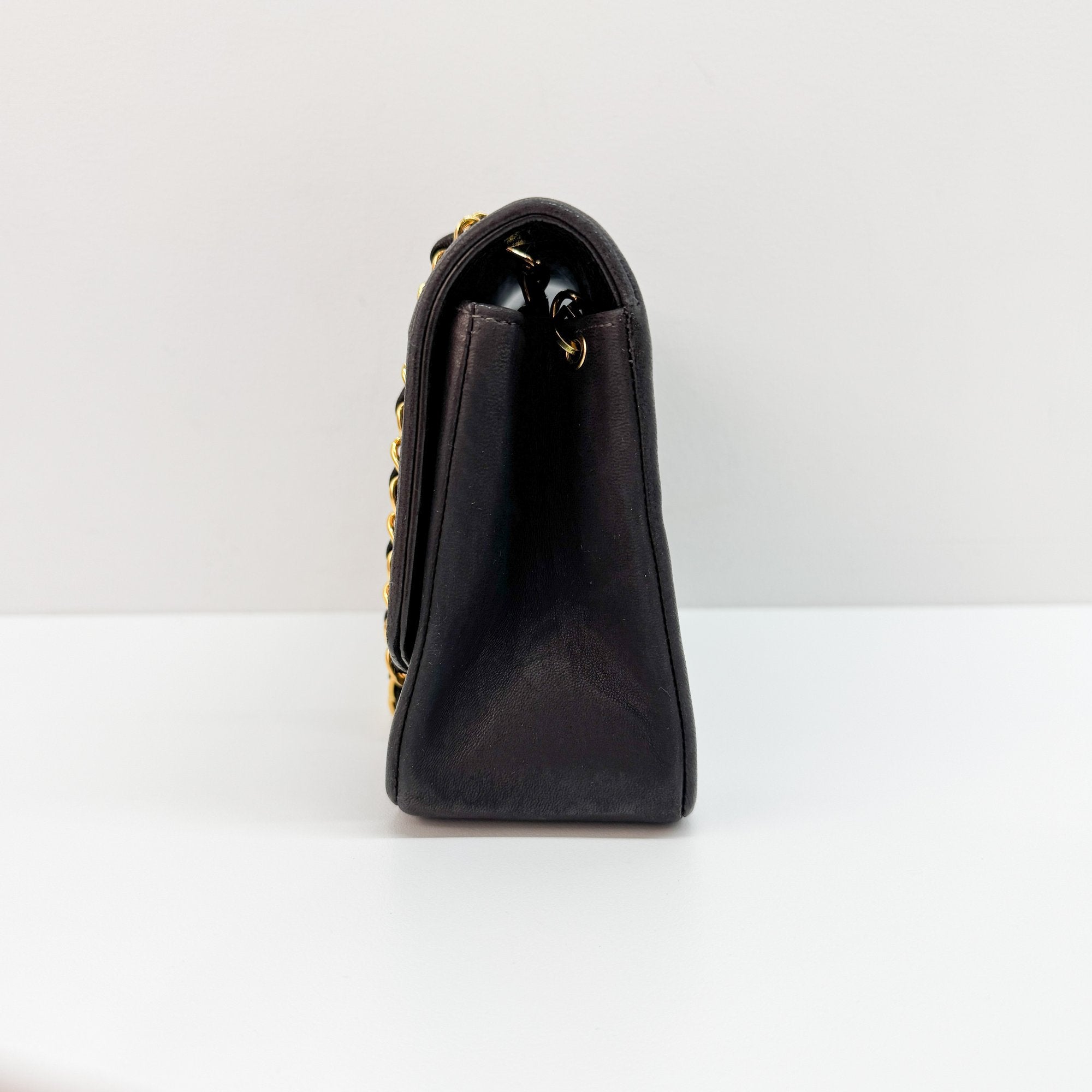 Diana Black Lambskin Leather Shoulder Bag