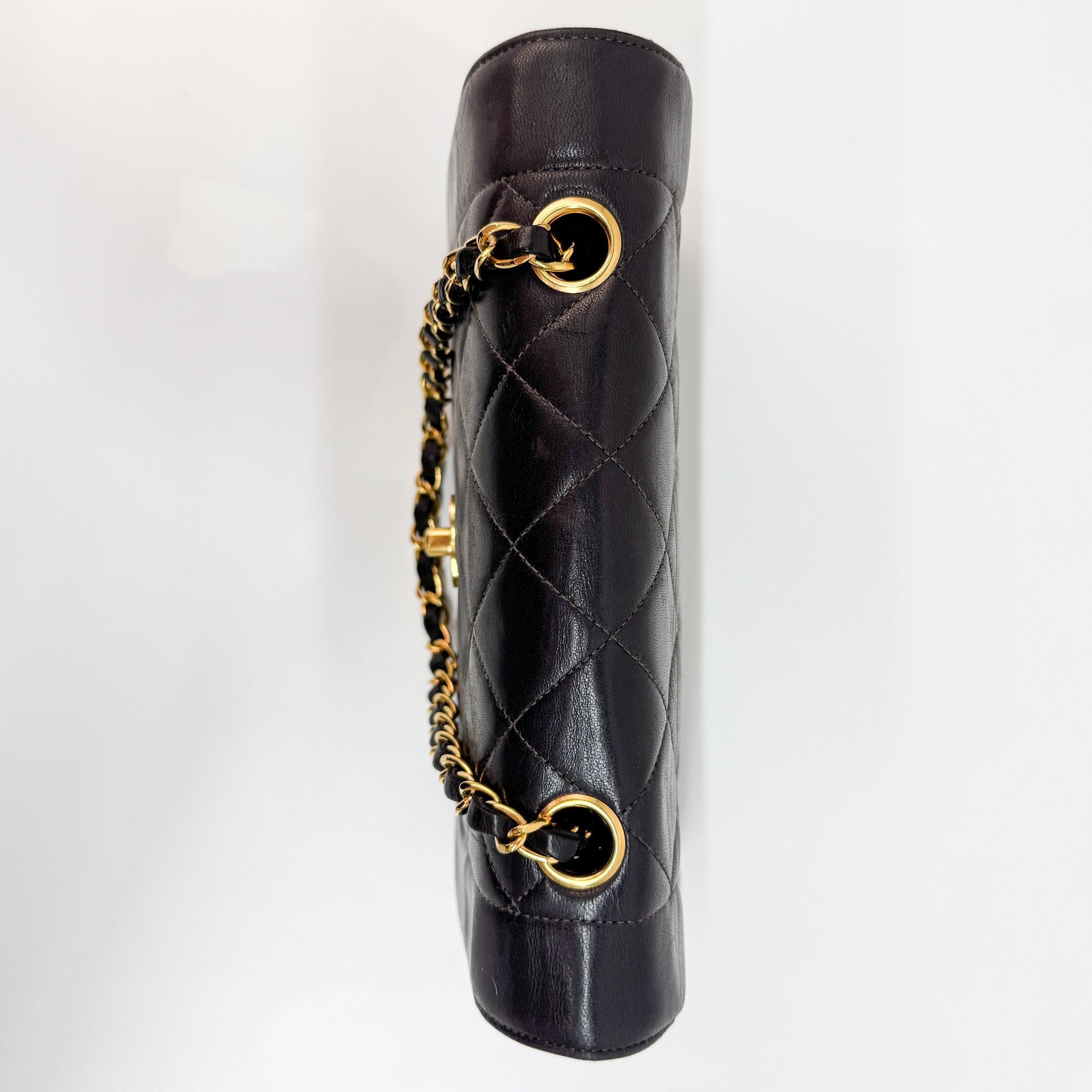 Diana Black Lambskin Leather Shoulder Bag