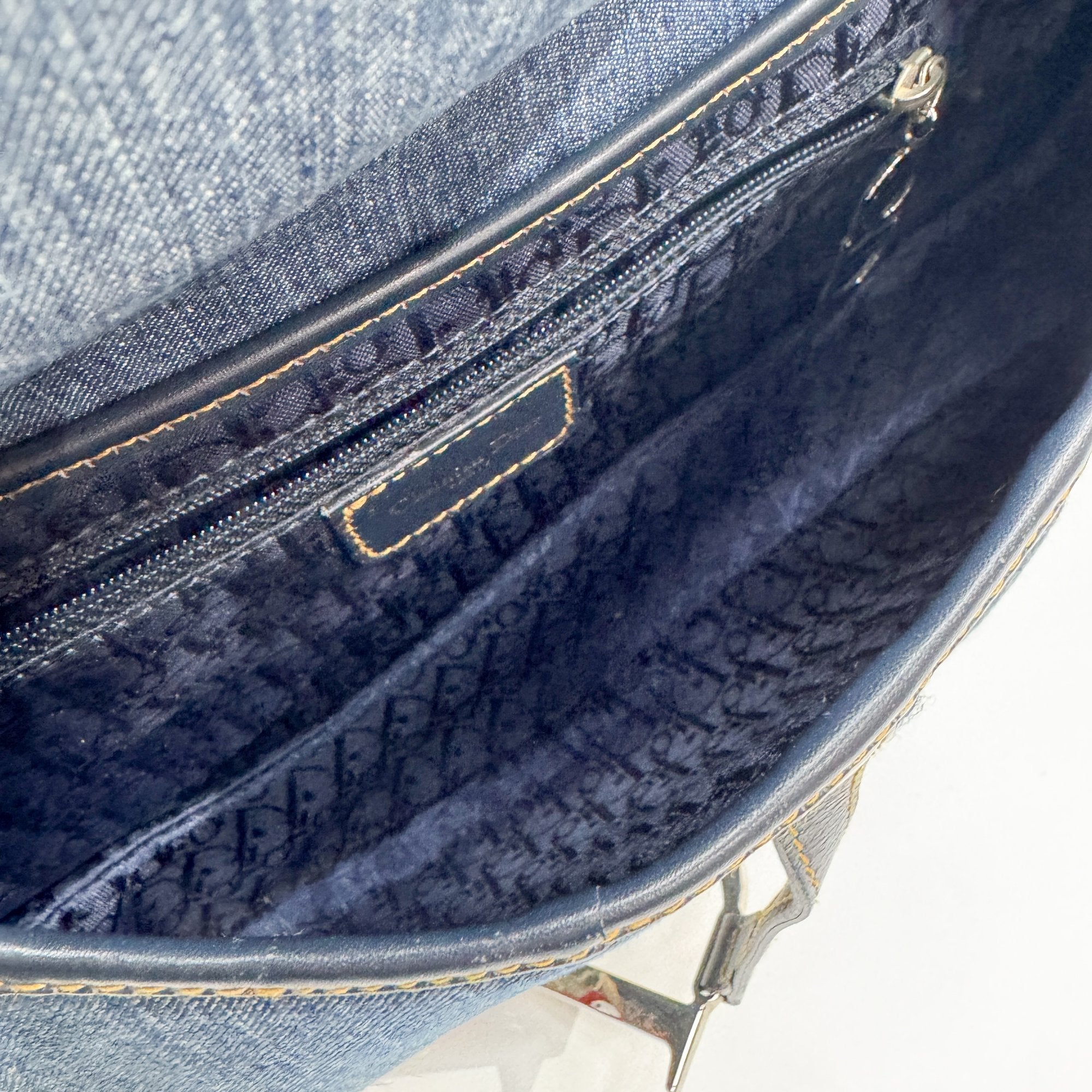 Saddle Blue Floral Print Rhinestone Denim Shoulder Bag