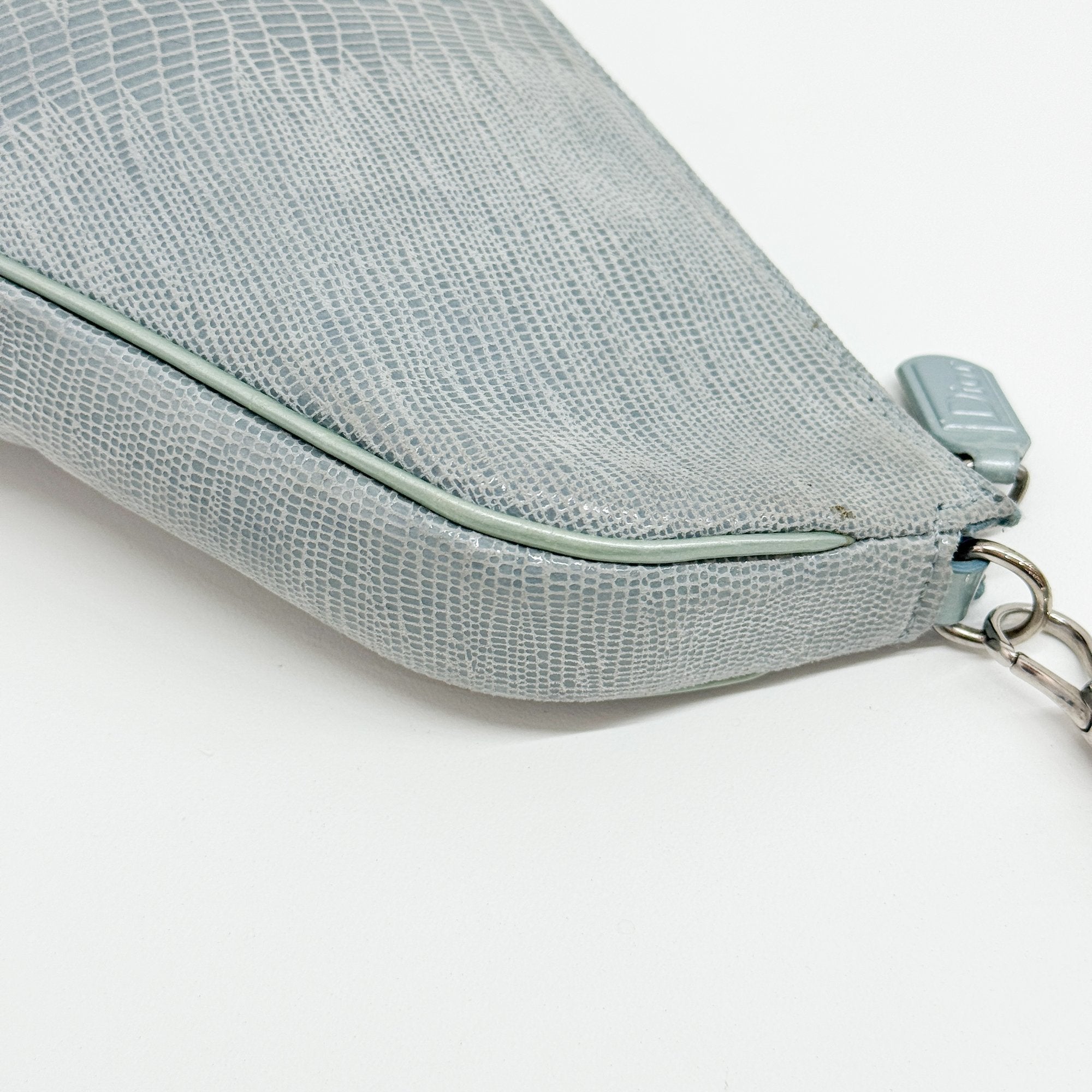 Saddle Blue Snake Print Leather Shoulder Bag