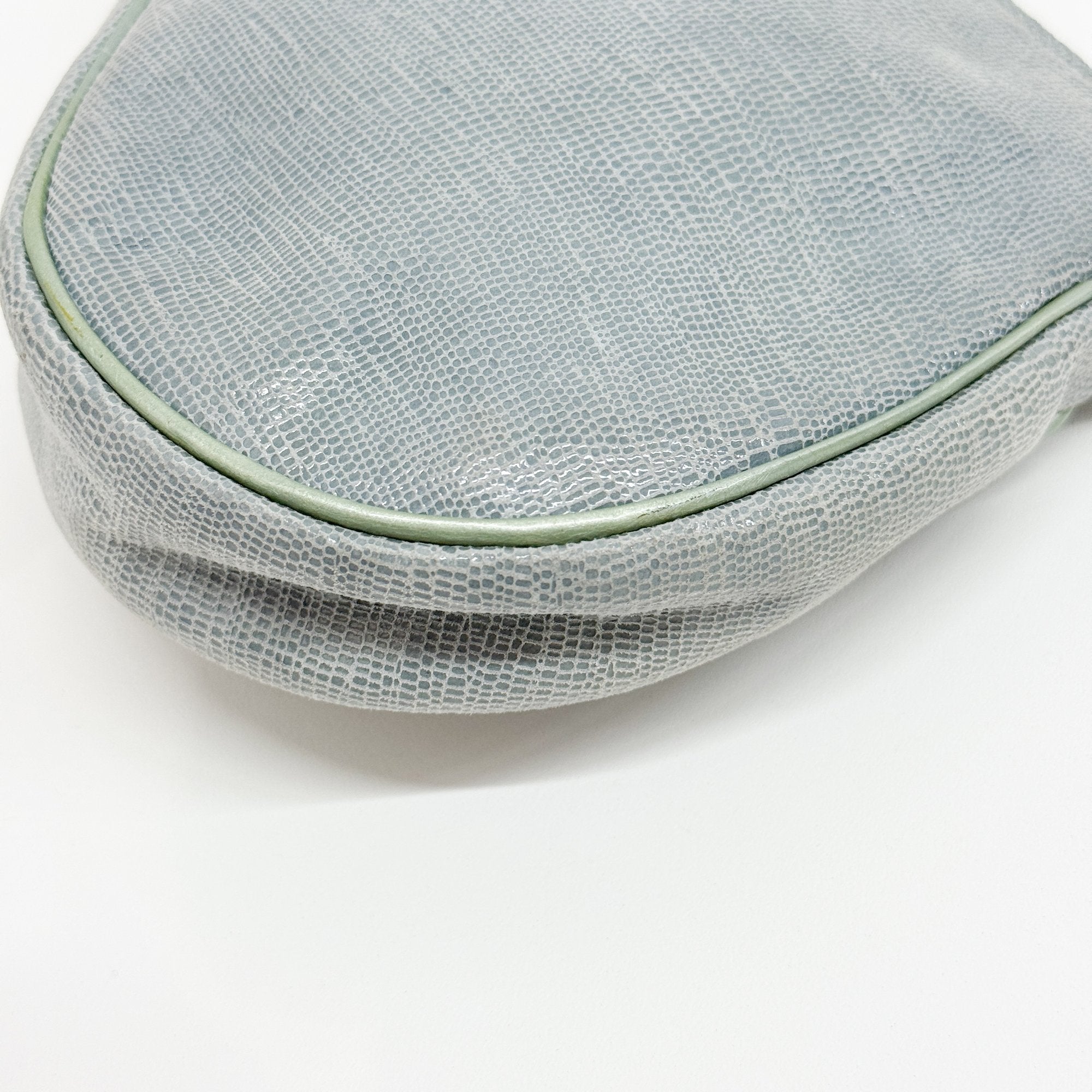 Saddle Blue Snake Print Leather Shoulder Bag