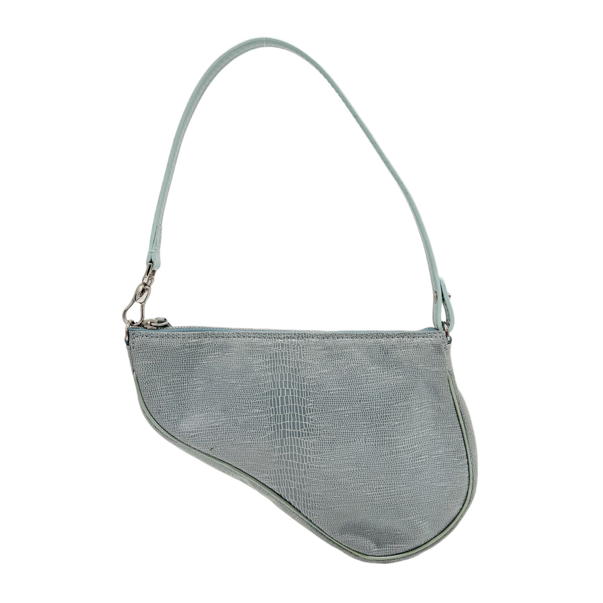 Saddle Blue Snake Print Leather Shoulder Bag