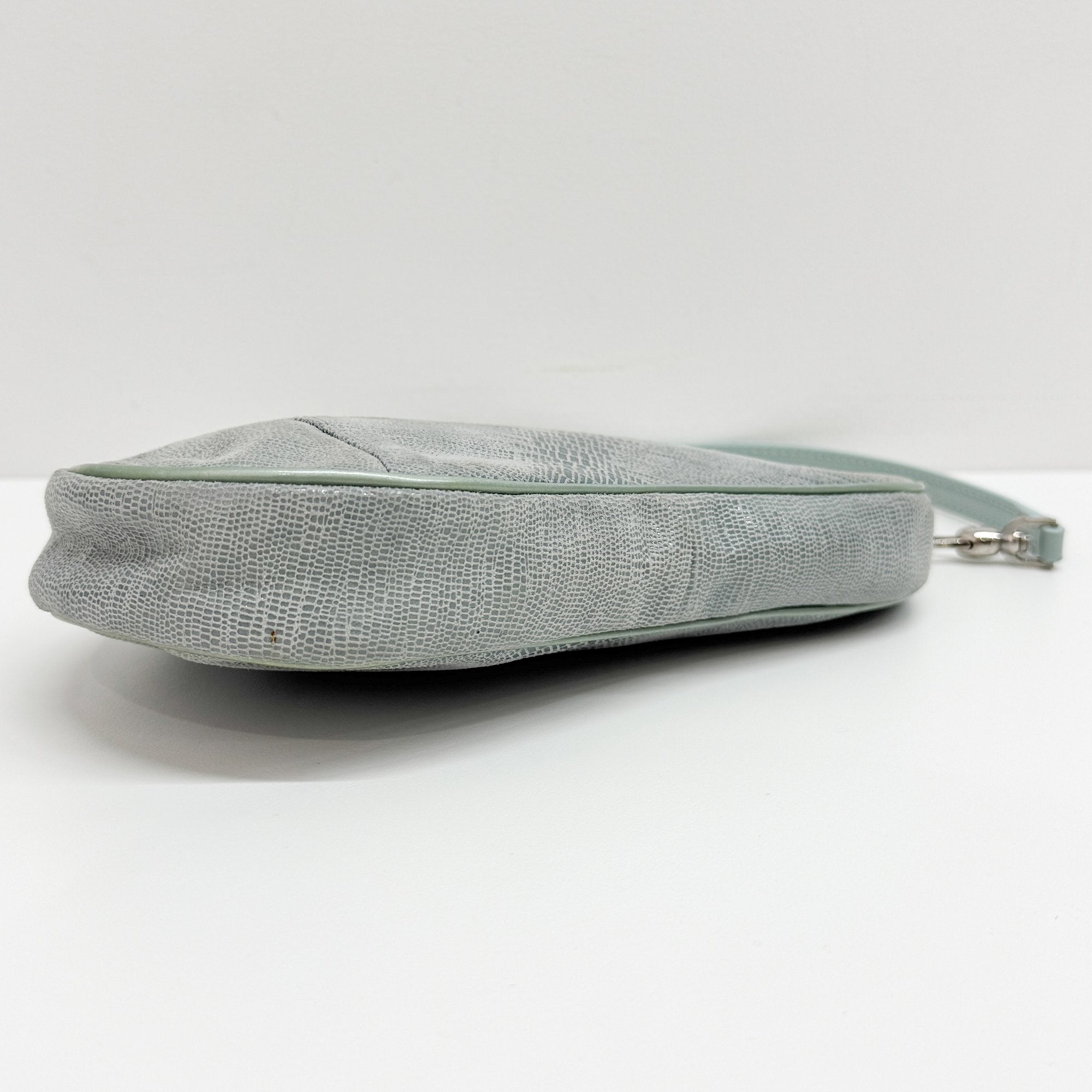 Saddle Blue Snake Print Leather Shoulder Bag