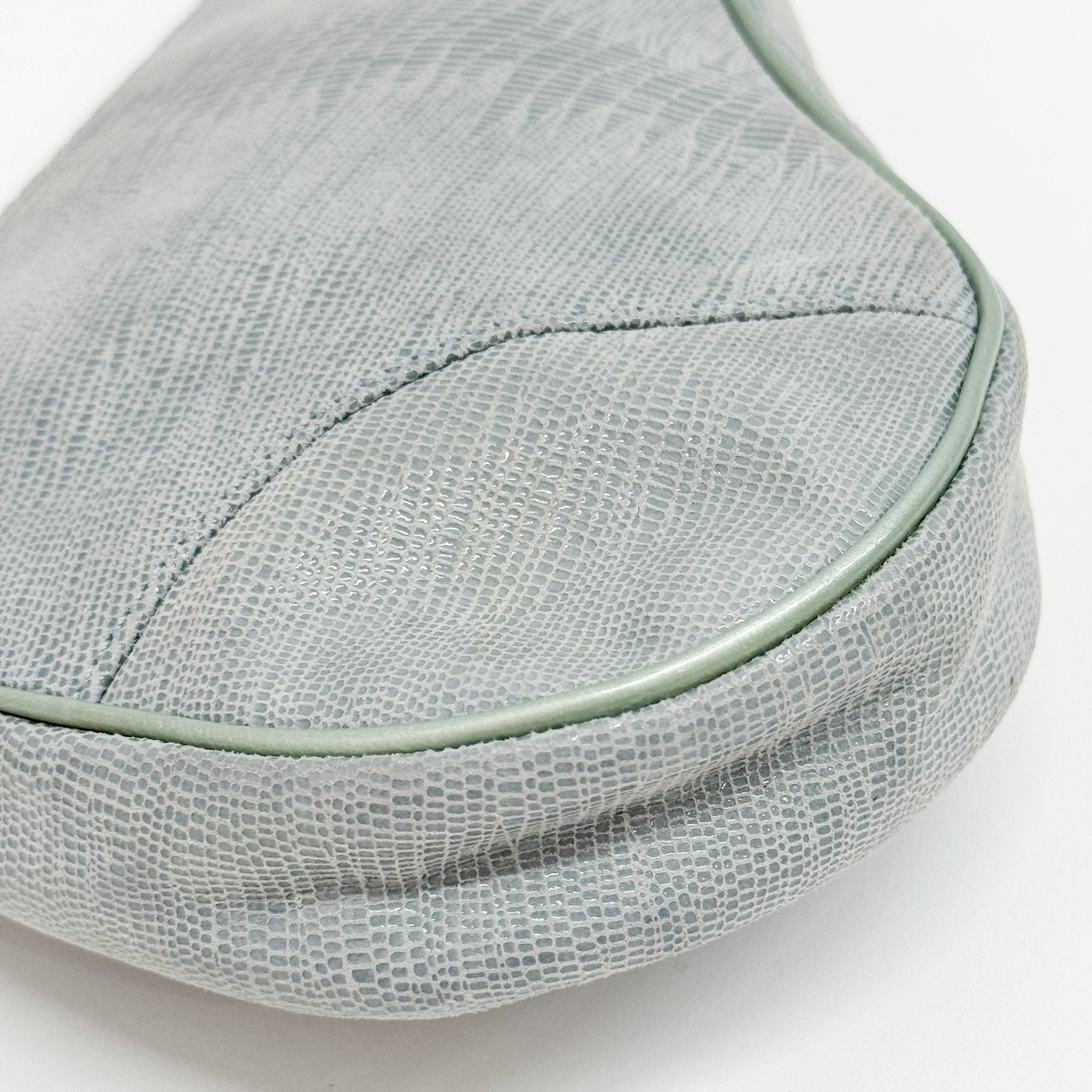 Saddle Blue Snake Print Leather Shoulder Bag