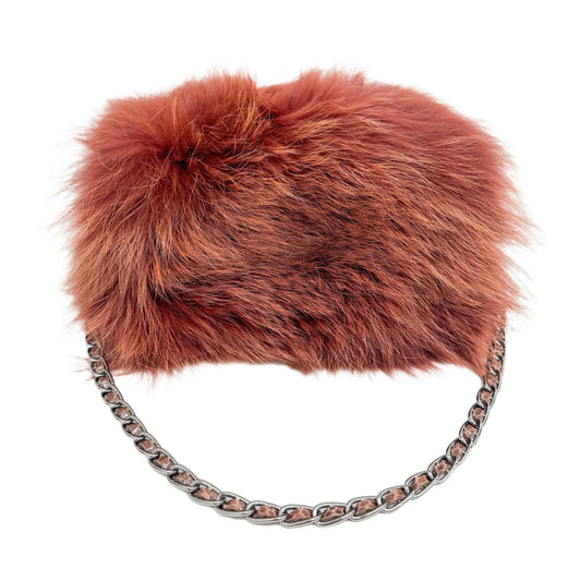 Orange Fox Fur Shoulder Bag