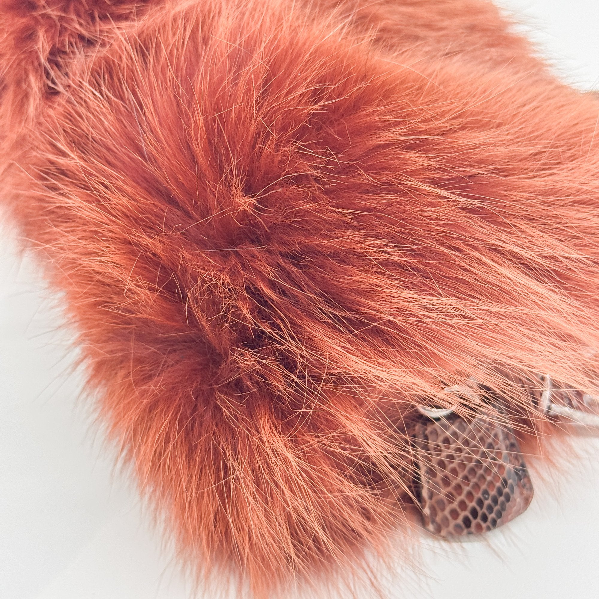 Orange Fox Fur Shoulder Bag