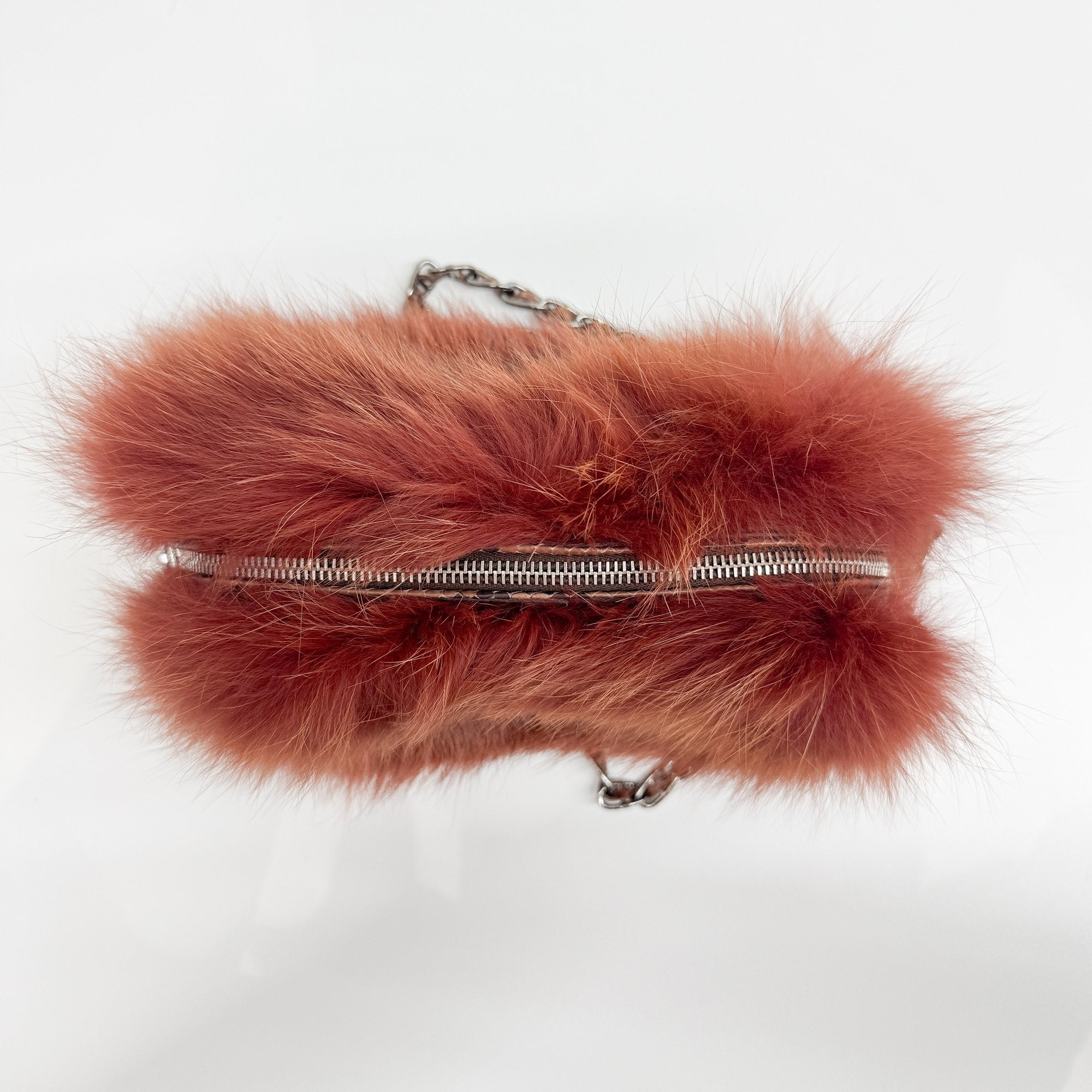 Orange Fox Fur Shoulder Bag