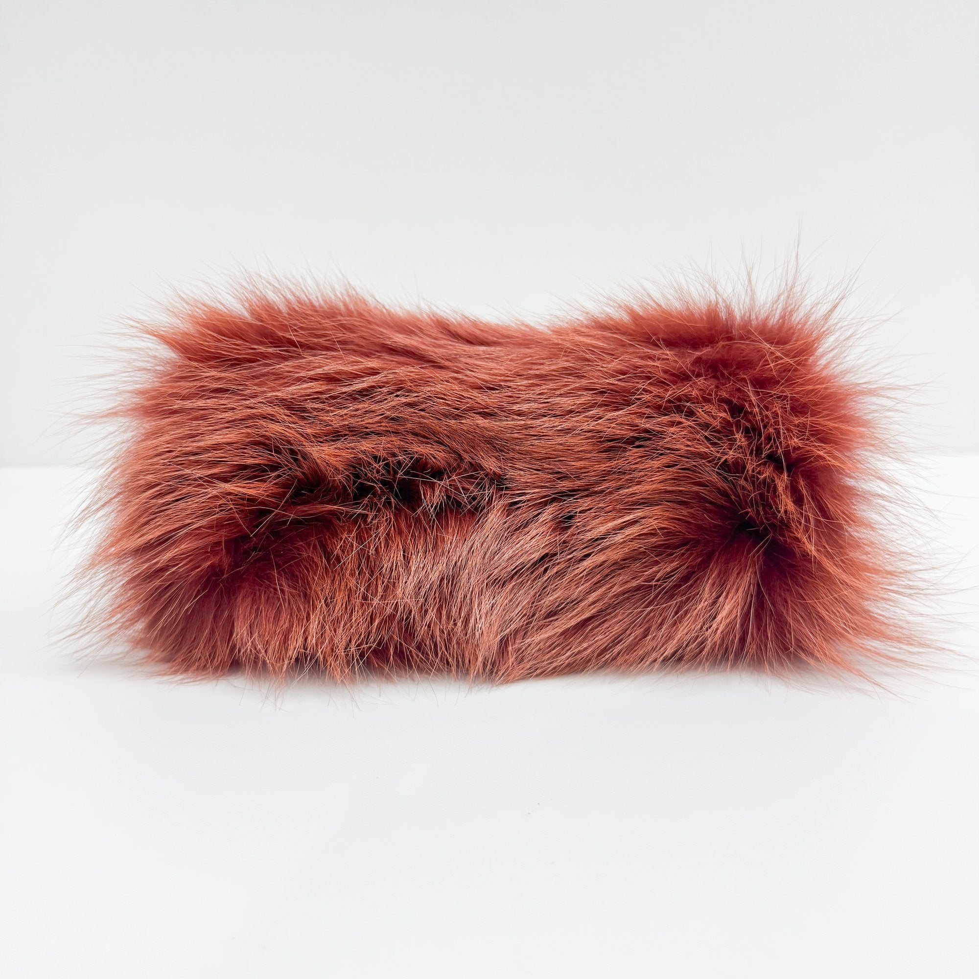 Orange Fox Fur Shoulder Bag