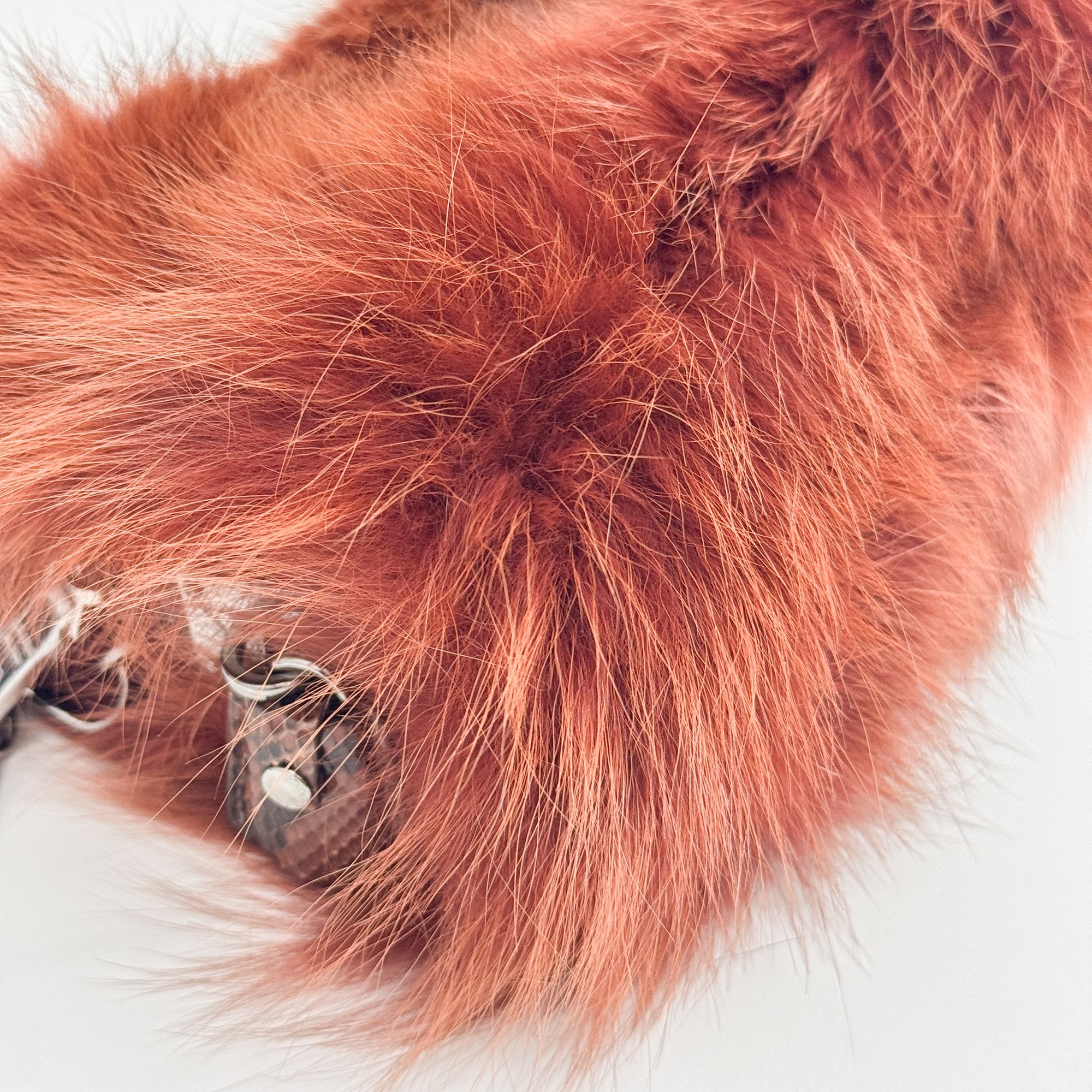 Orange Fox Fur Shoulder Bag