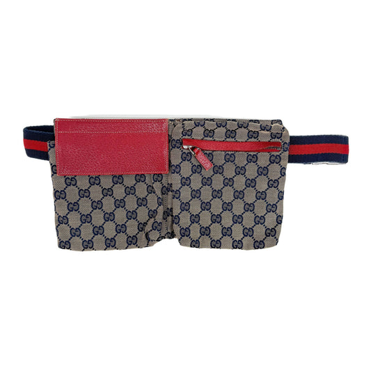 Red GG Canvas Adjustable Fanny Pack