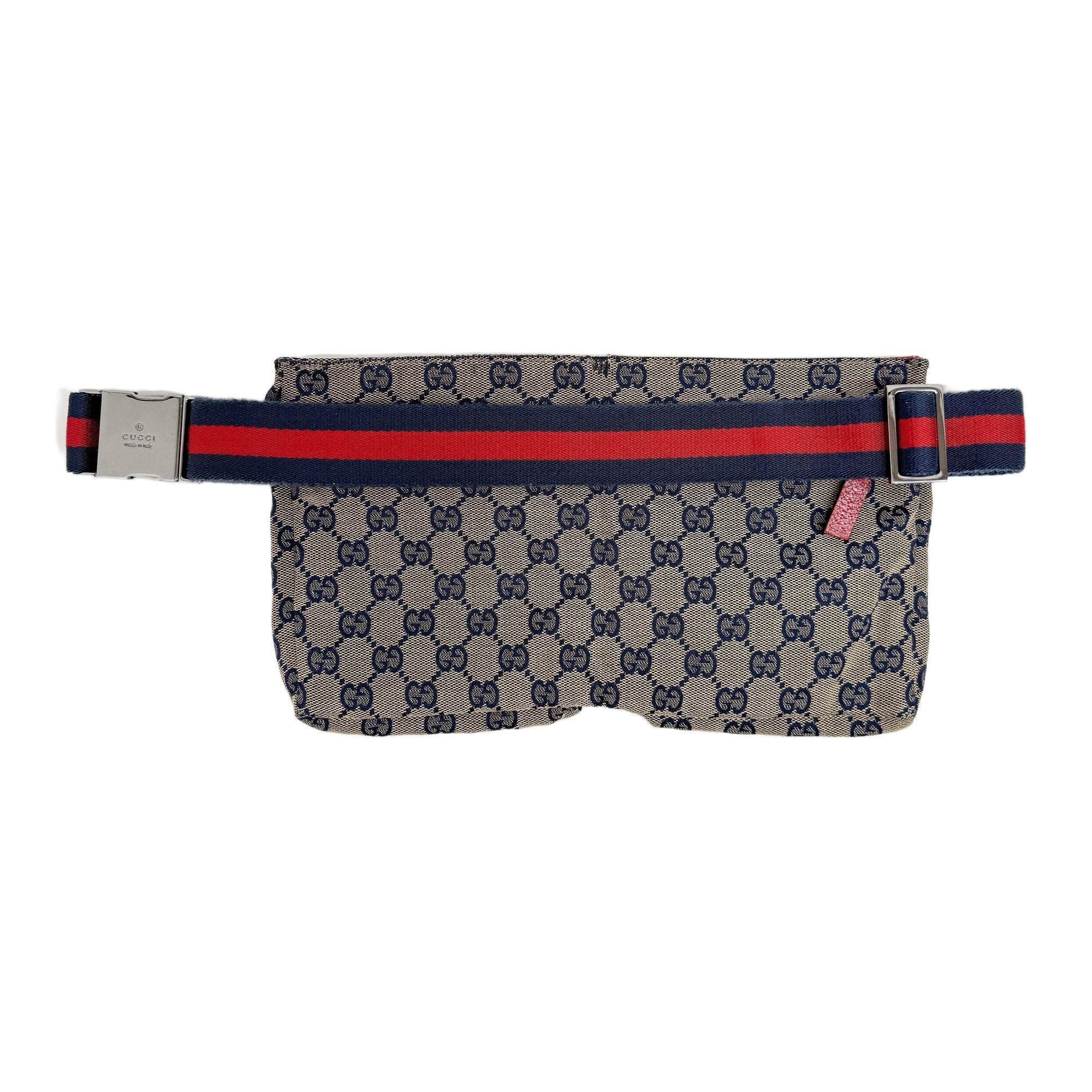 Red GG Canvas Adjustable Fanny Pack