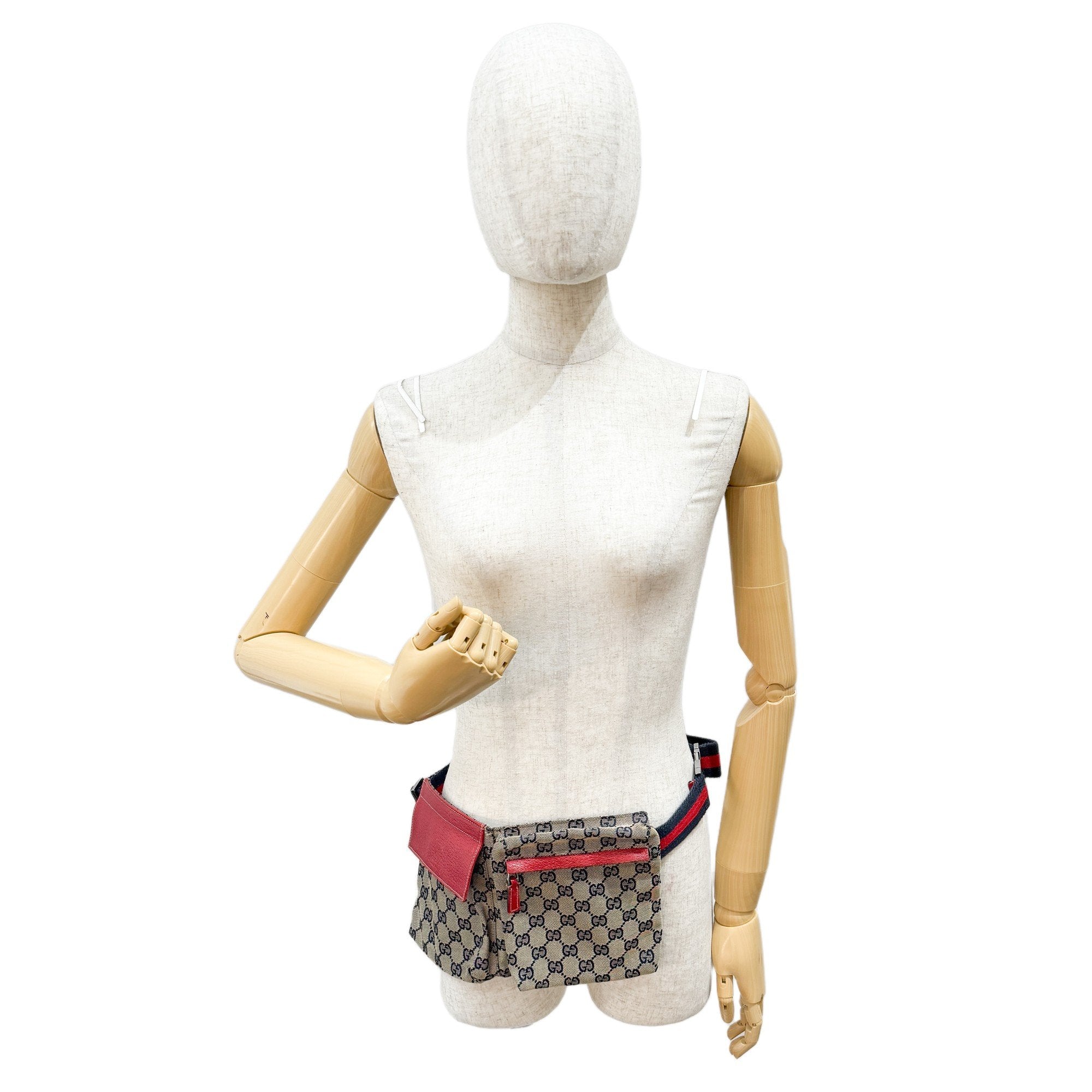 Red GG Canvas Adjustable Fanny Pack