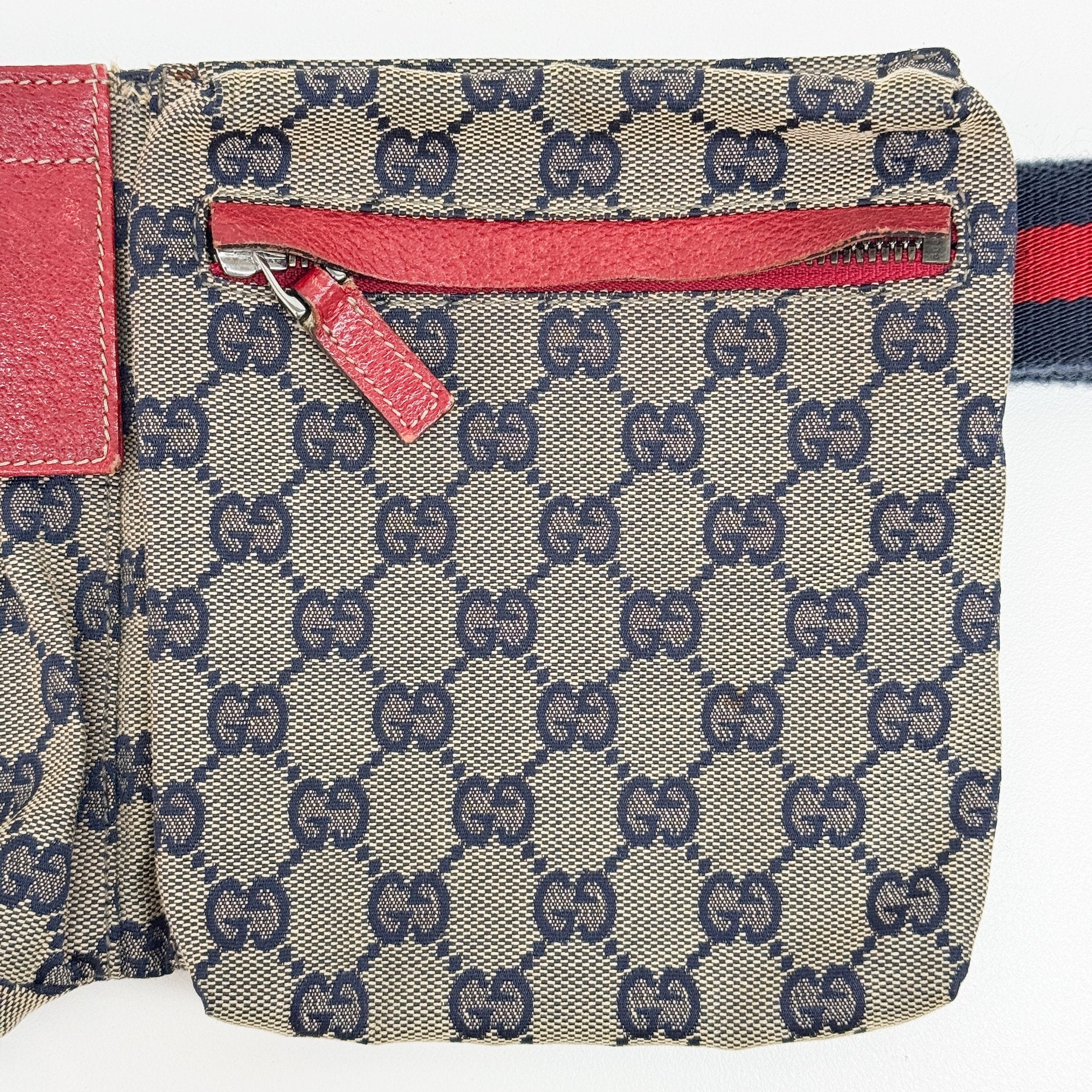 Red GG Canvas Adjustable Fanny Pack