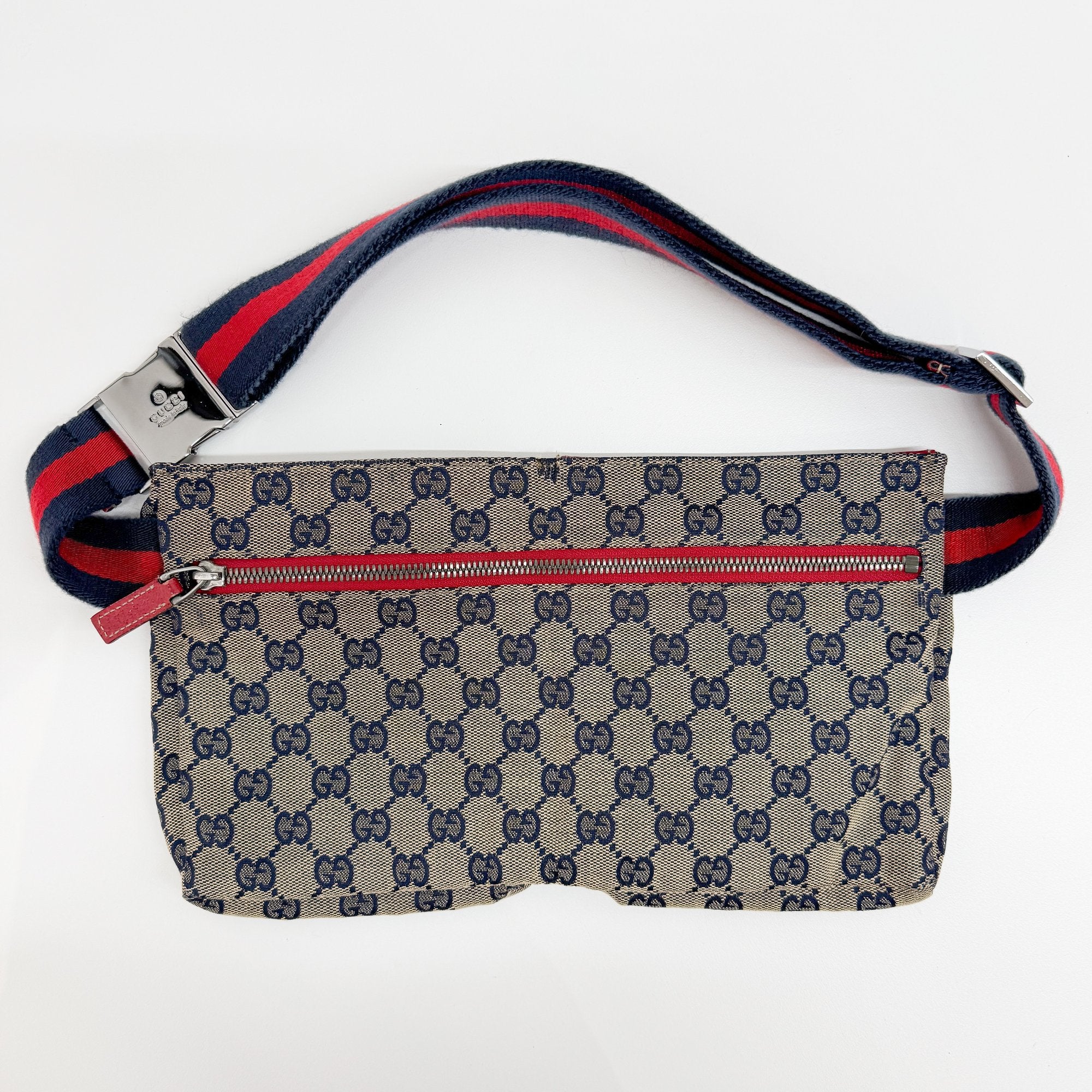 Red GG Canvas Adjustable Fanny Pack