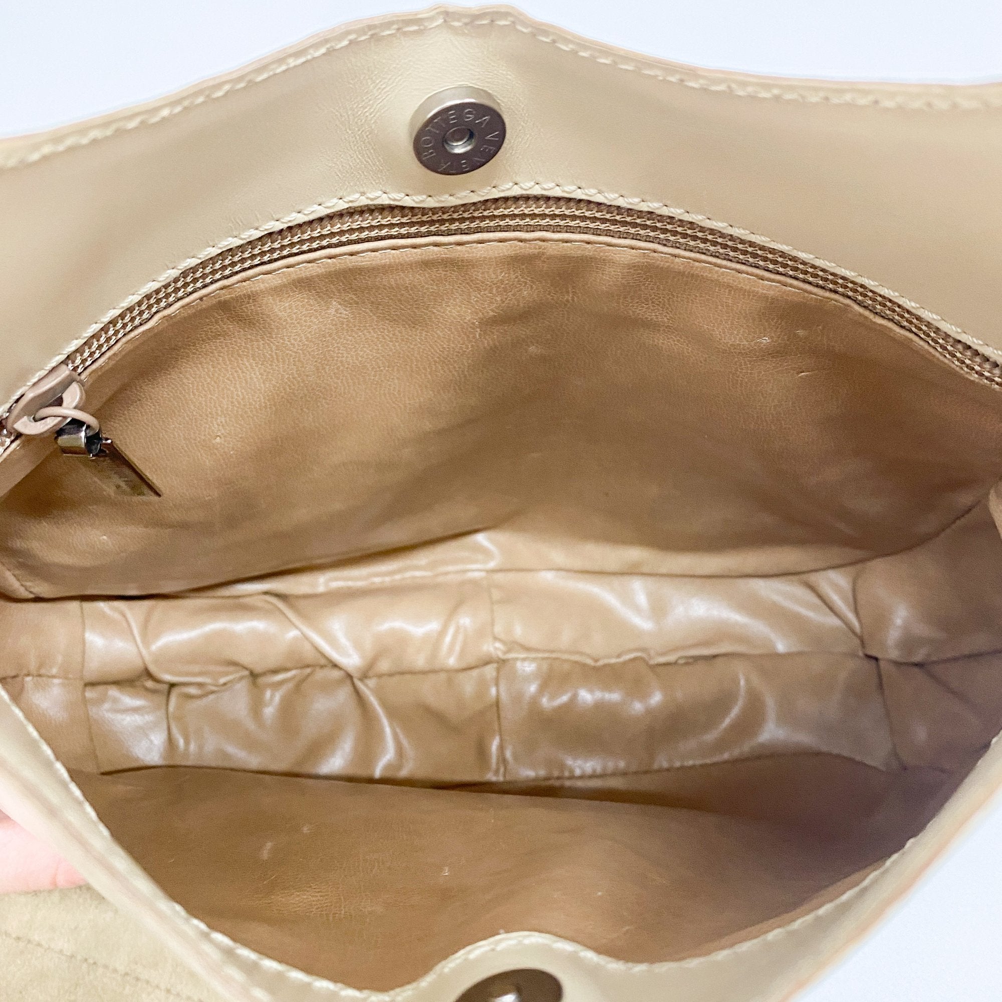 Beige Leather Shoulder Bag