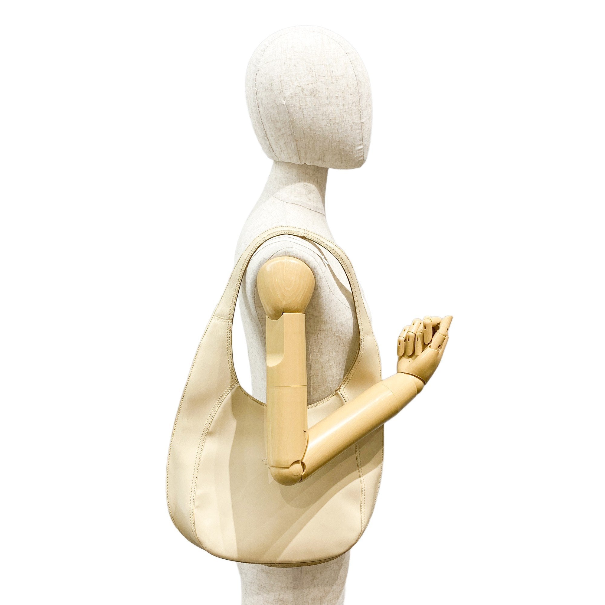 Beige Leather Shoulder Bag