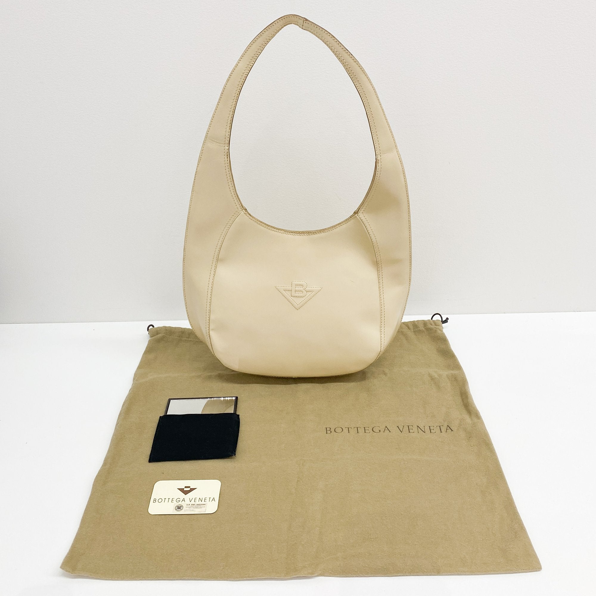 Beige Leather Shoulder Bag